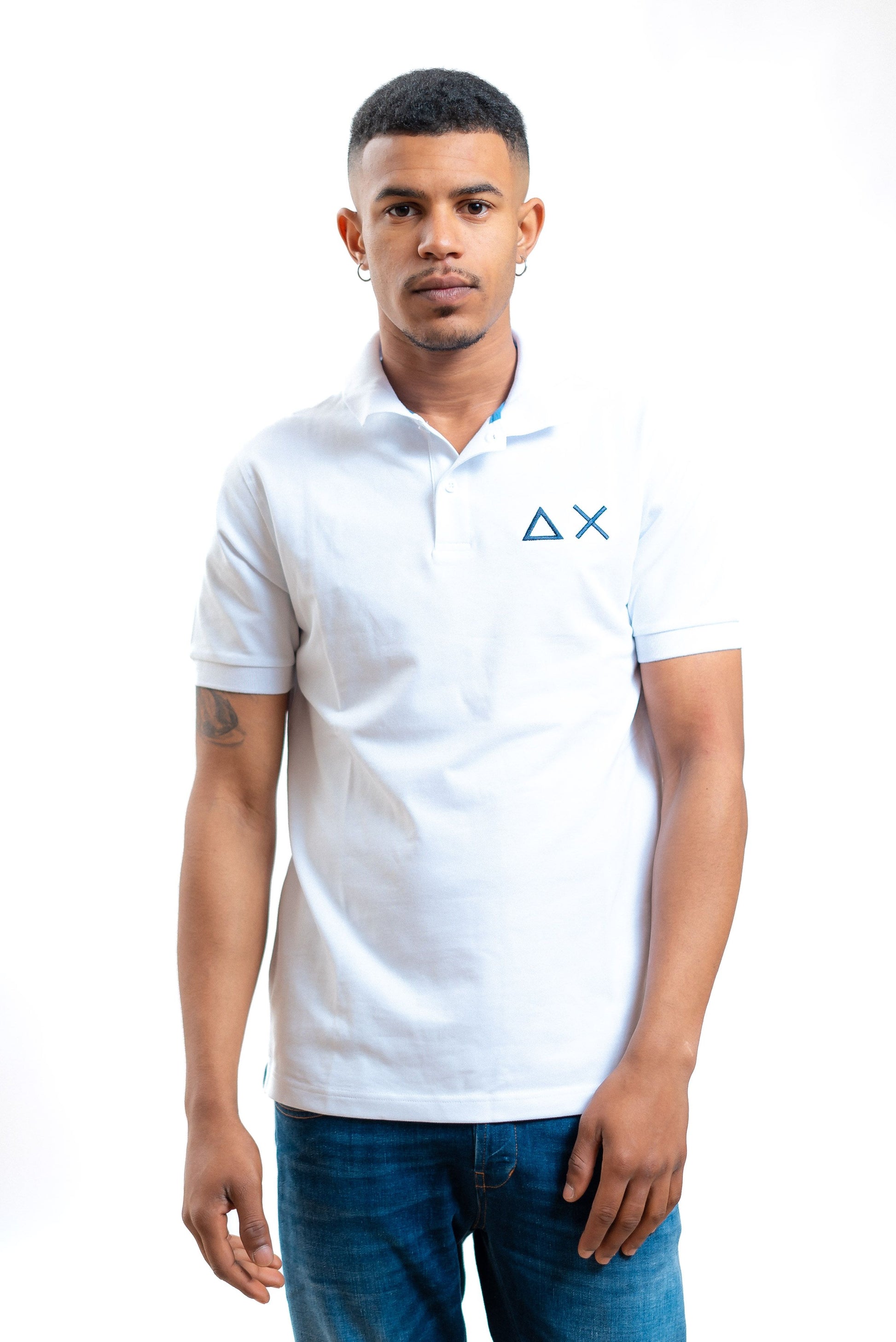 Sun68 uomo polo big logo bianca in piquet