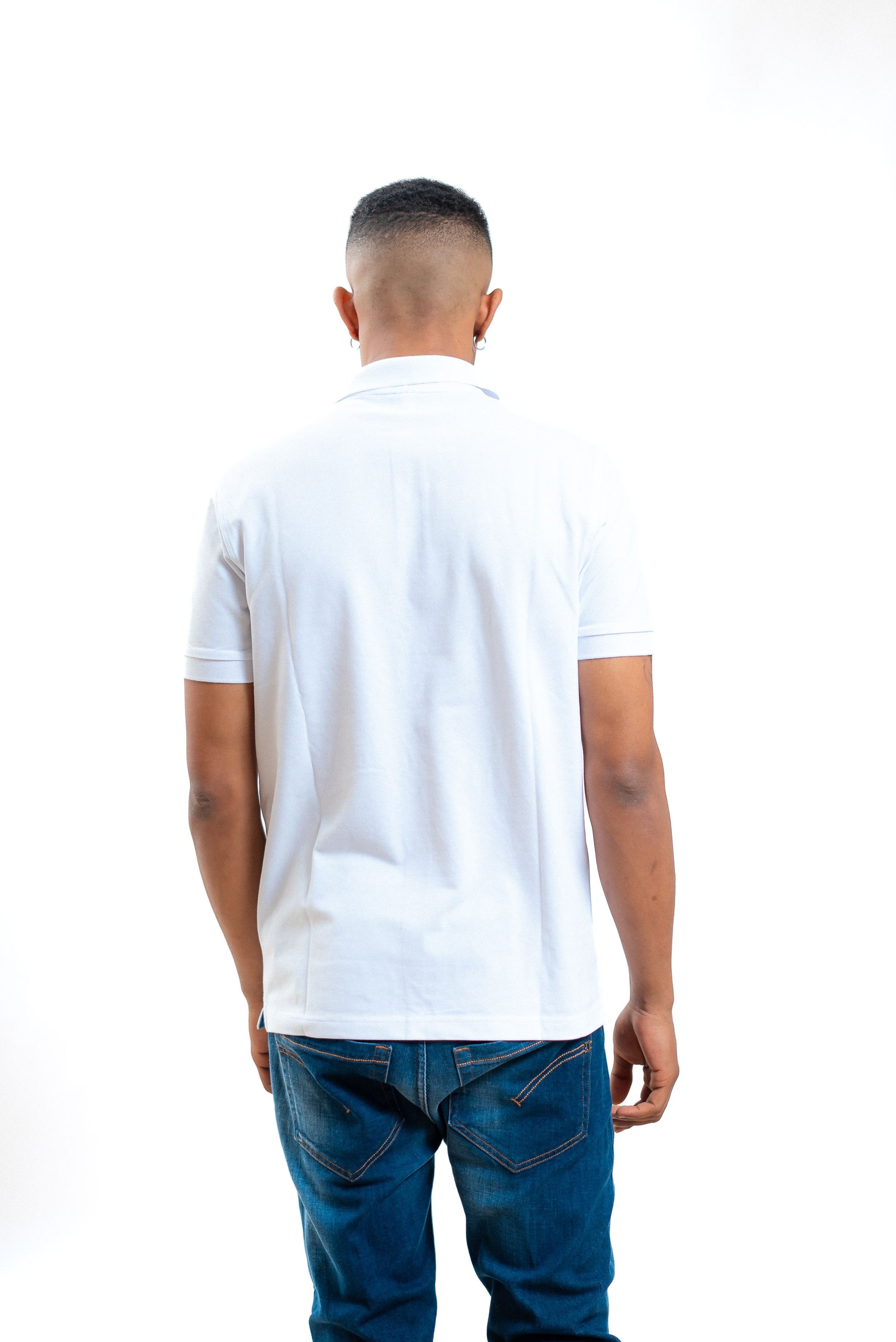 Sun68 uomo polo big logo bianca in piquet, retro