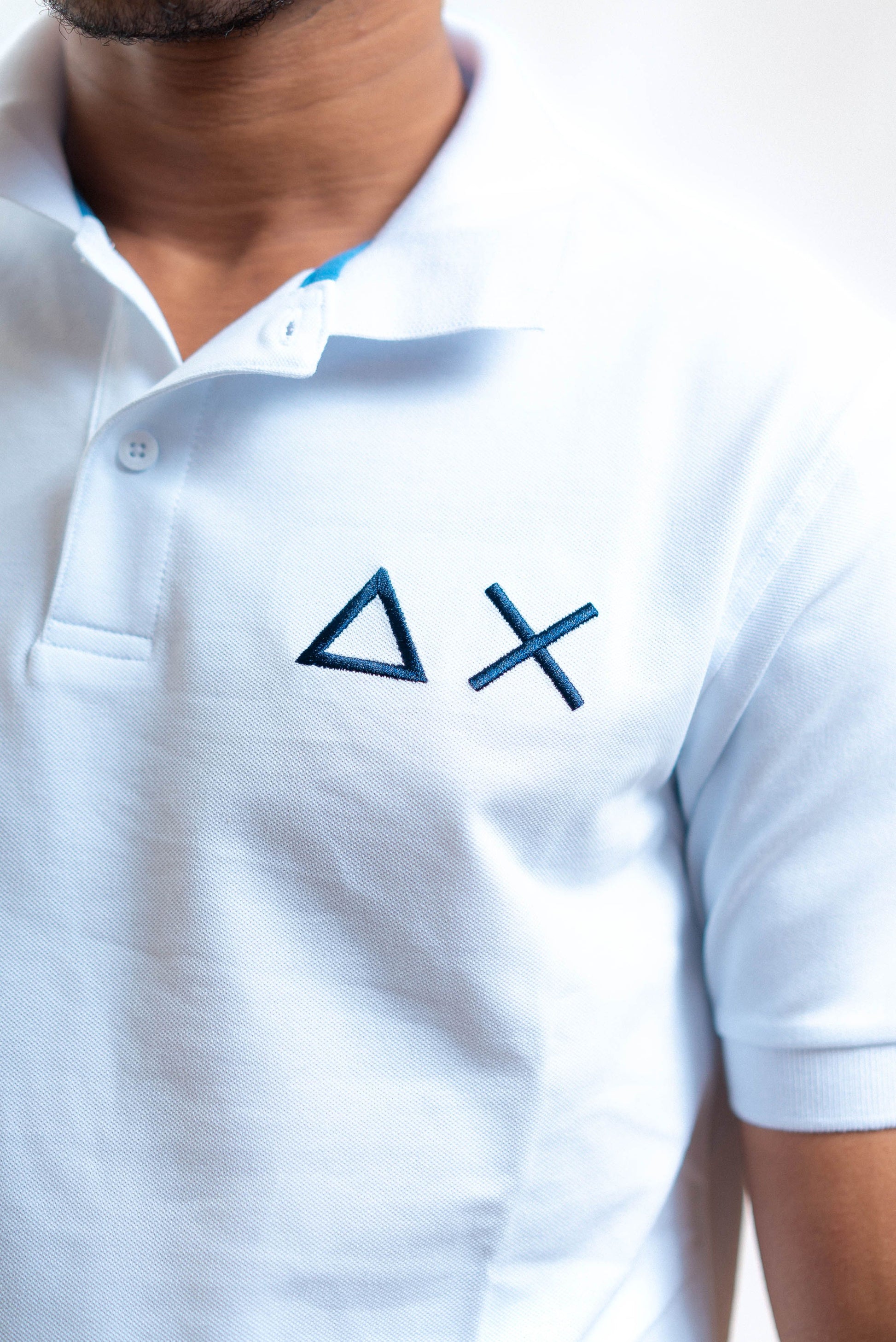 Sun68 uomo polo big logo bianca in piquet, dettaglio