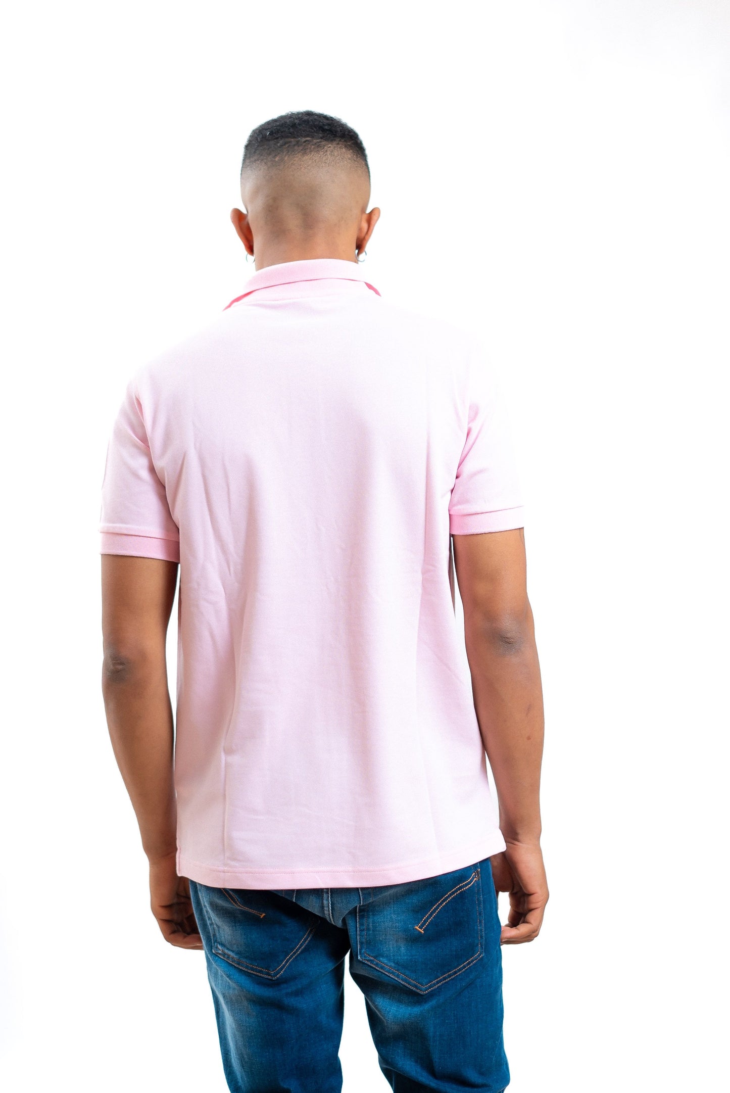 Sun68 uomo polo big logo rosa in piquet, retro