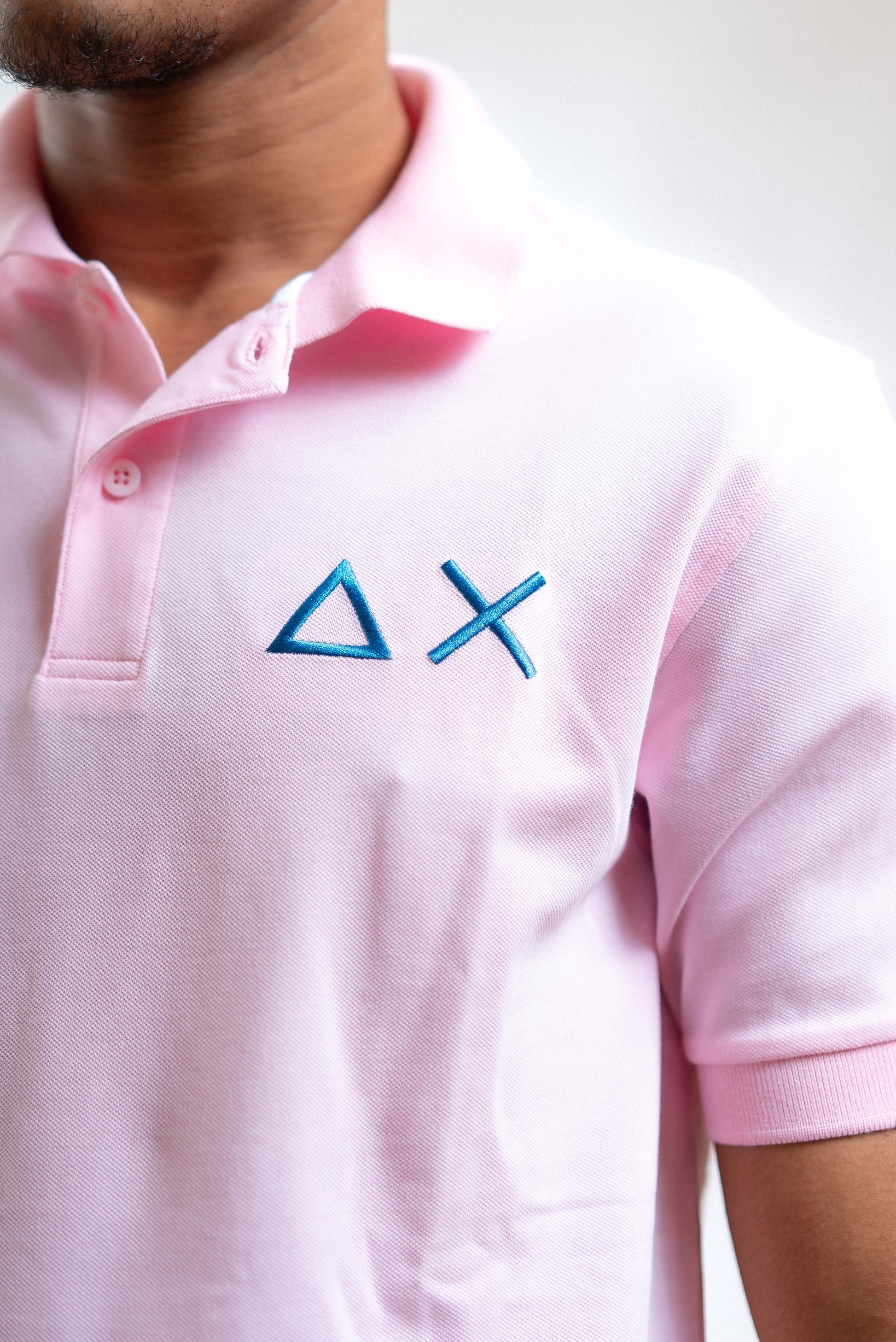 Sun68 uomo polo big logo rosa in piquet, dettaglio
