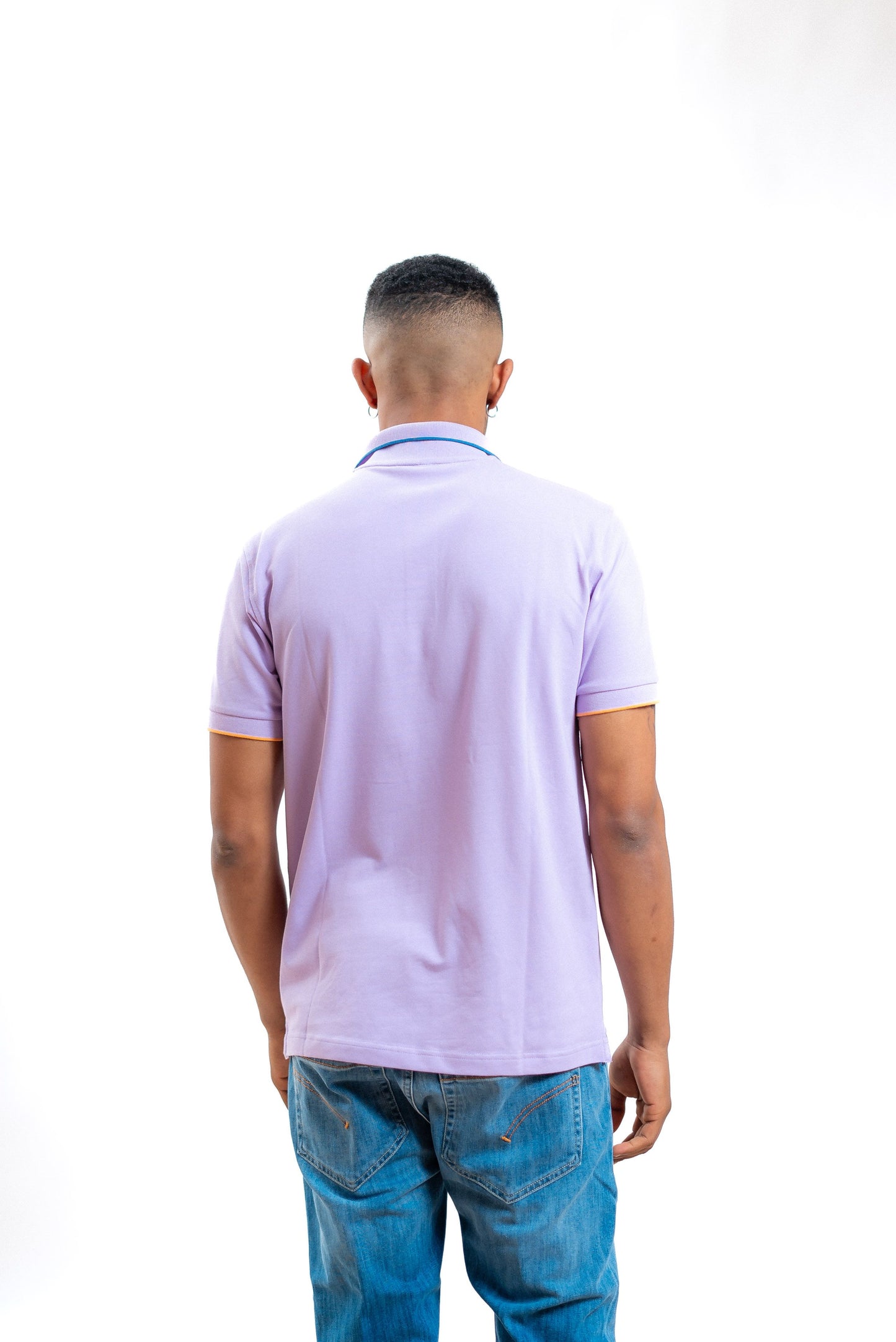 Sun68 uomo polo lilla in piquet con righe a contrasto e logo, retro