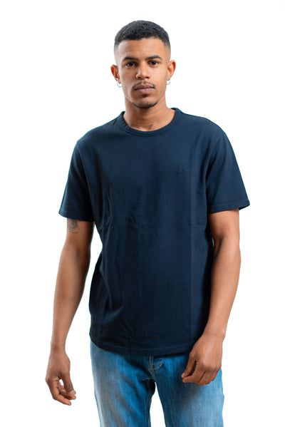 sun68 t-shirt blu in piquet con logo ricamato, fronte