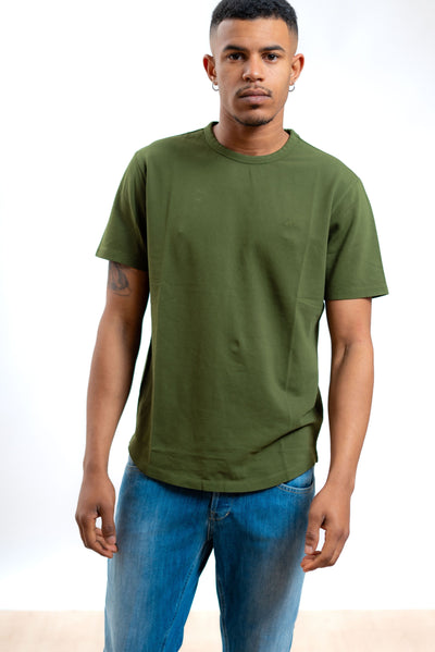 sun68 t-shirt verde in piquet con logo ricamato, fronte