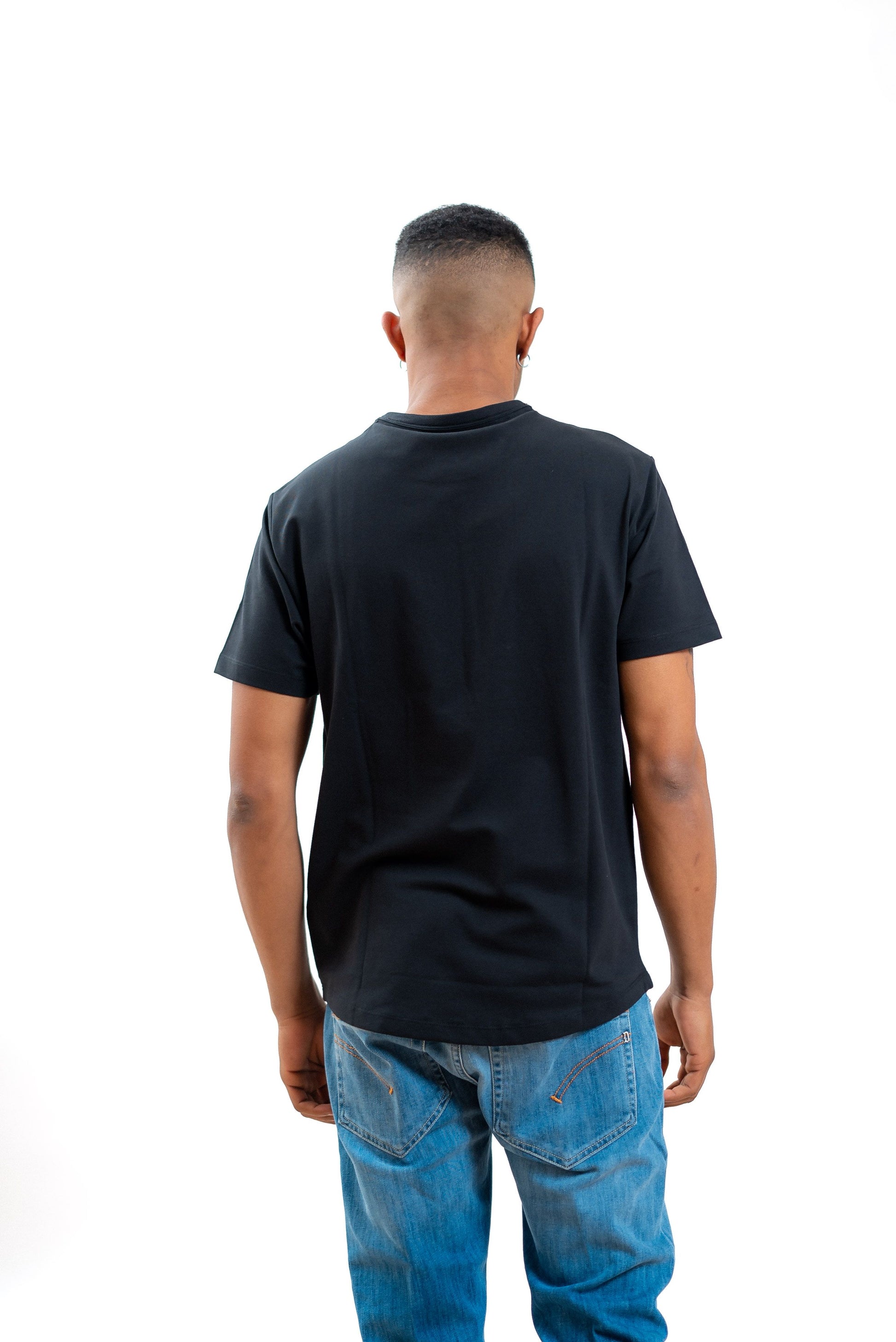 sun68 t-shirt nera in piquet con logo fluo, retro