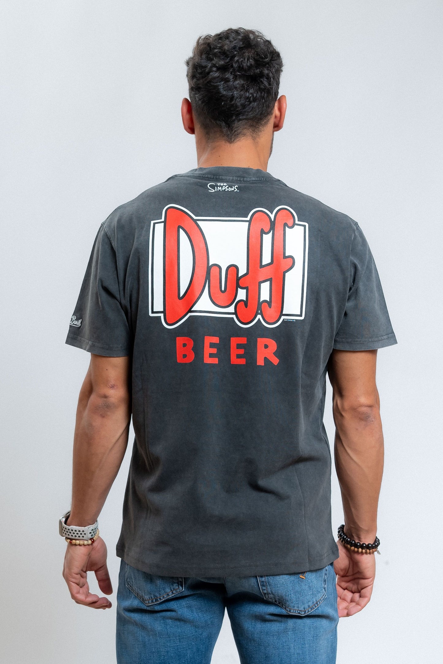 mc2 saint barth t-shirt nera con stampa birra duff, retro