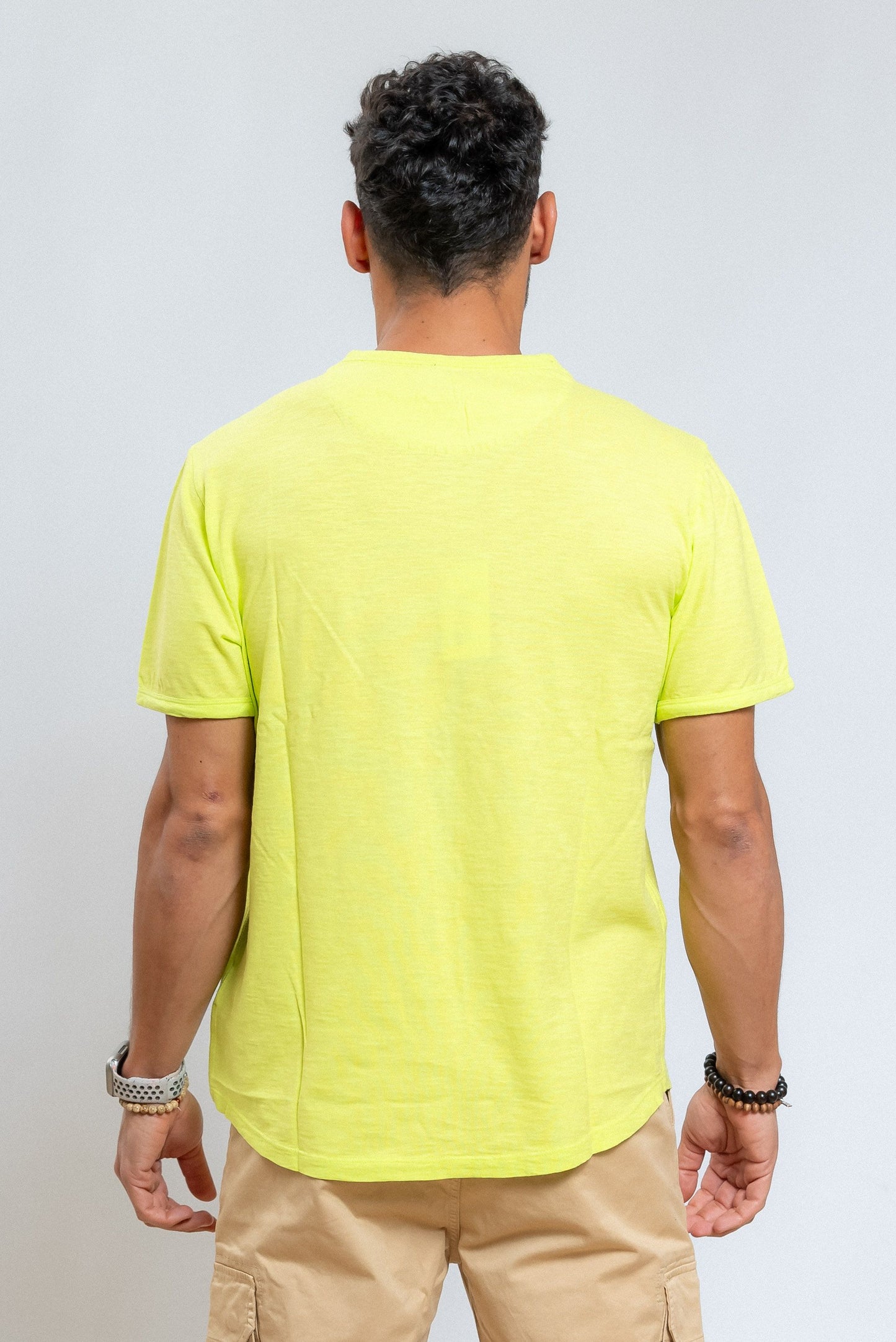 sun68 uomo t-shirt verde acido in cotone fiammato, retro