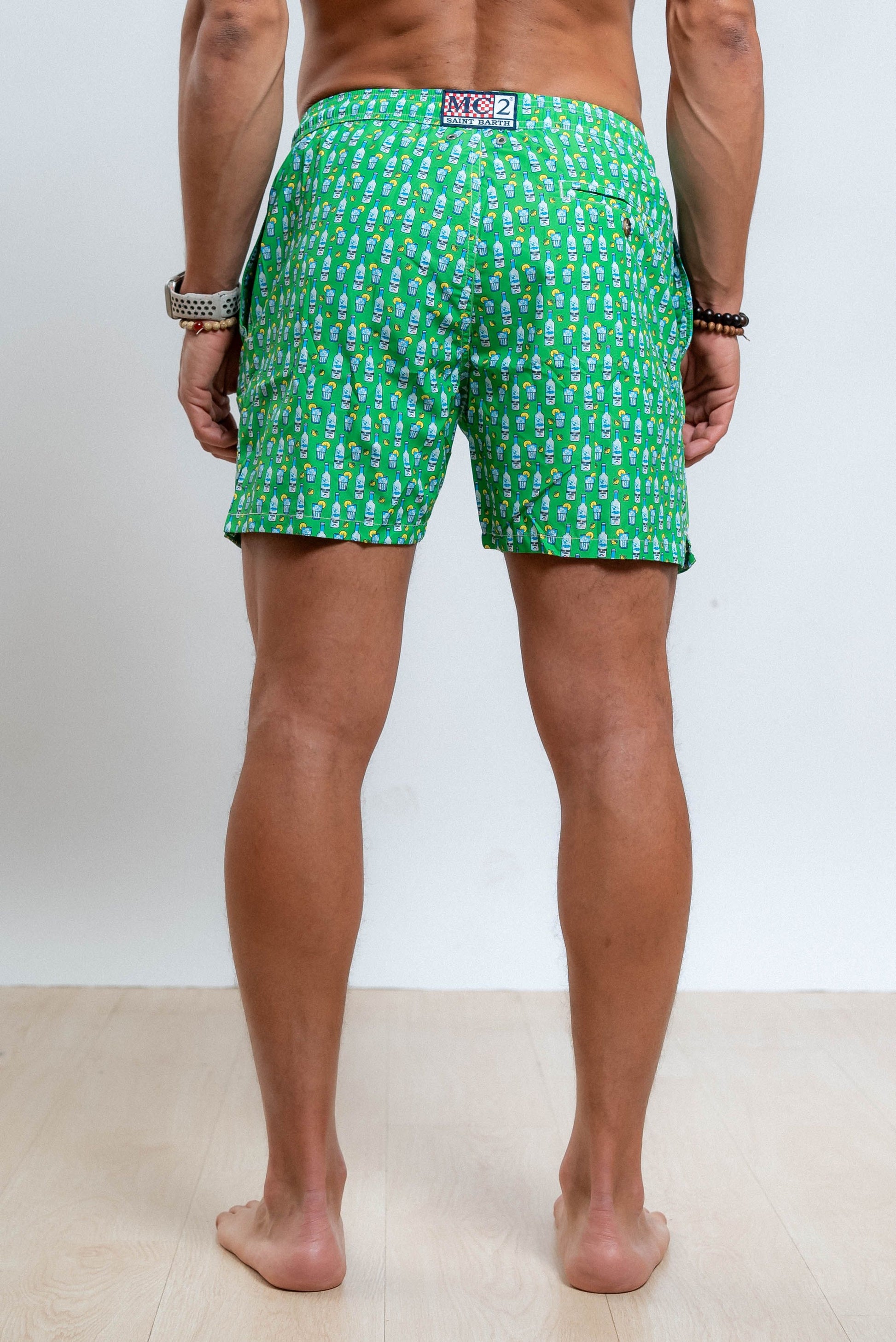 mc2 saint barth costume uomo verde fantasia vodka, retro