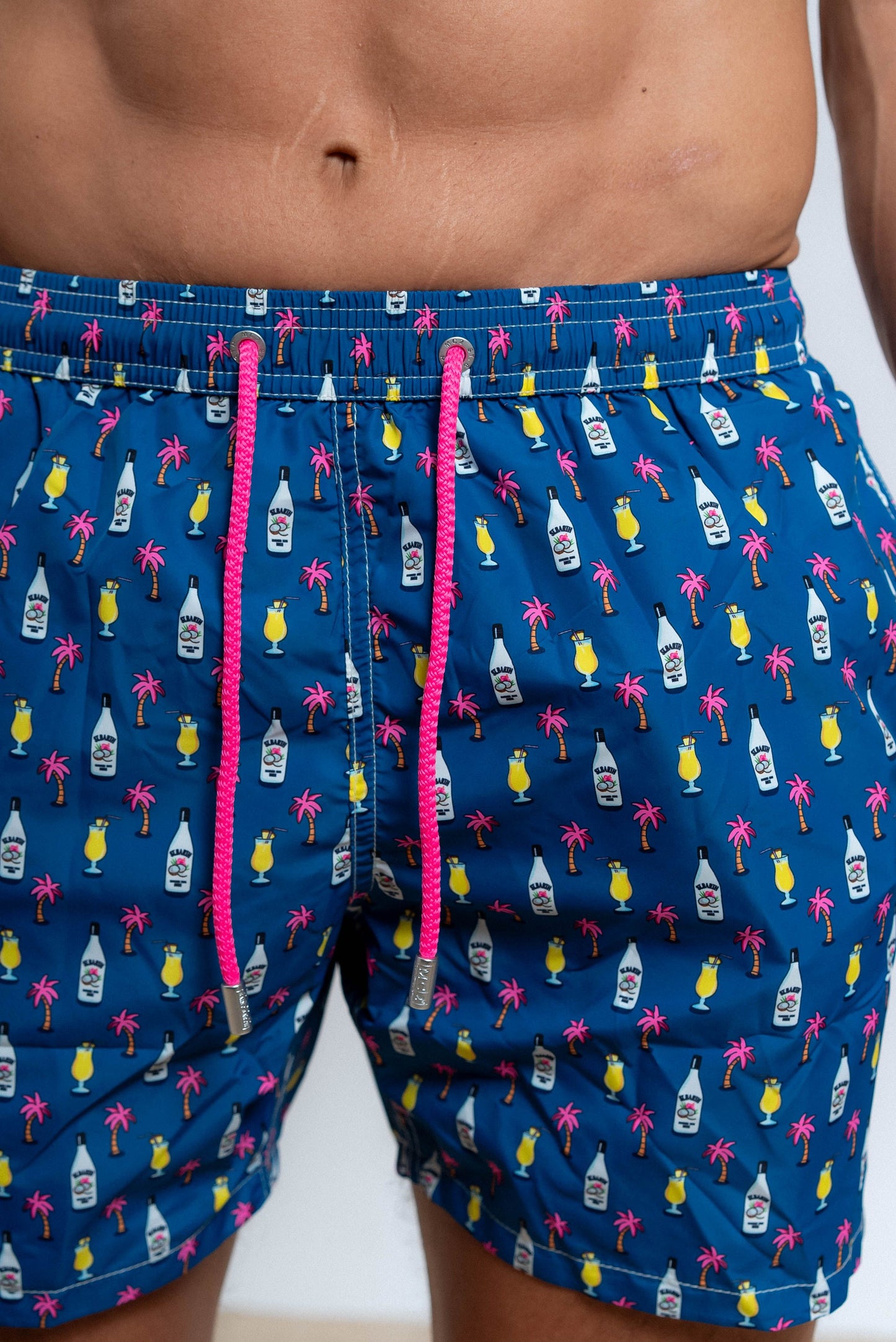 mc2 saint barth uomo costme da bagno blu con fantasia summer cocktail, dettaglio