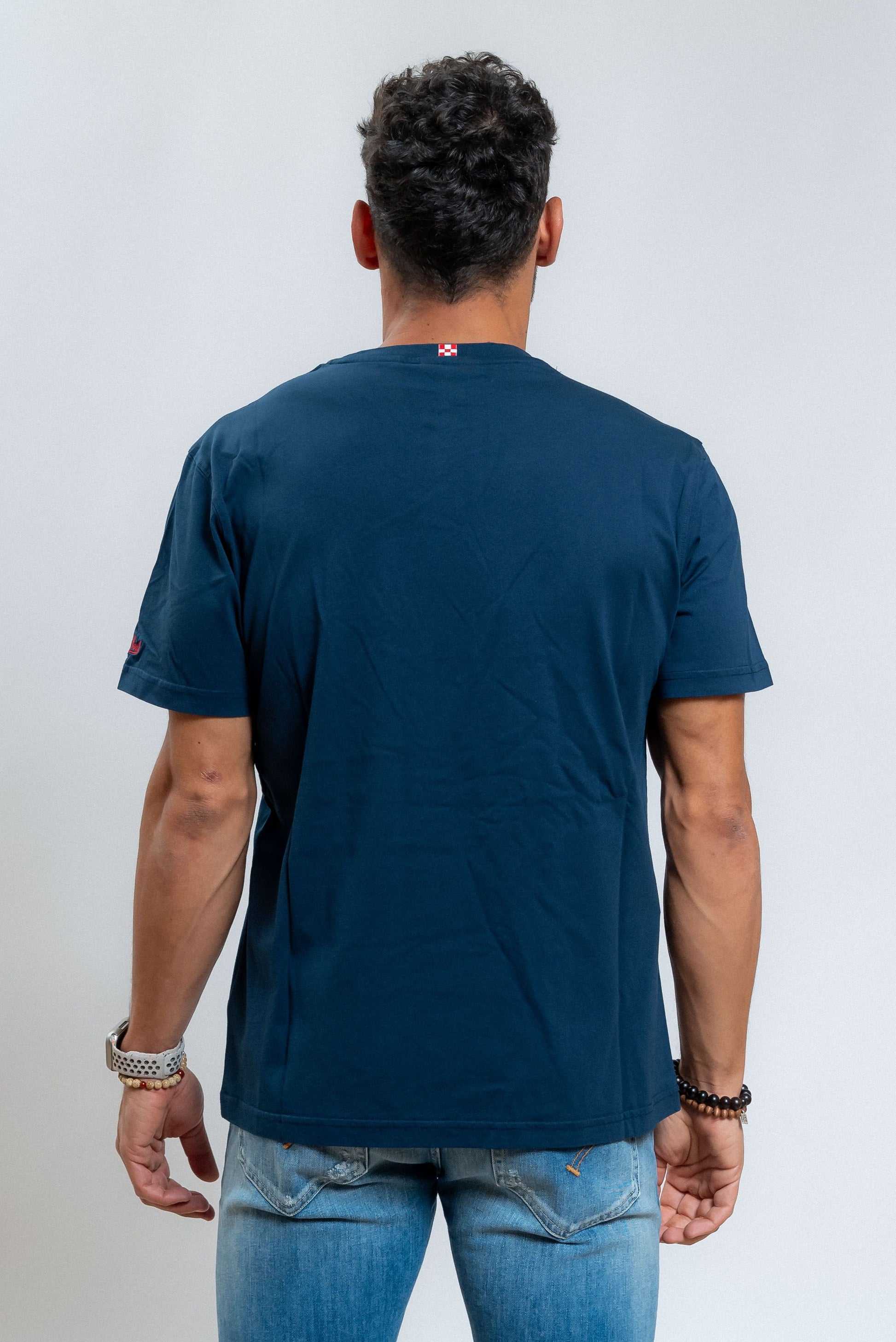 t-shirt uomo mc2 saint barth in cotone blu dirty martini, retro