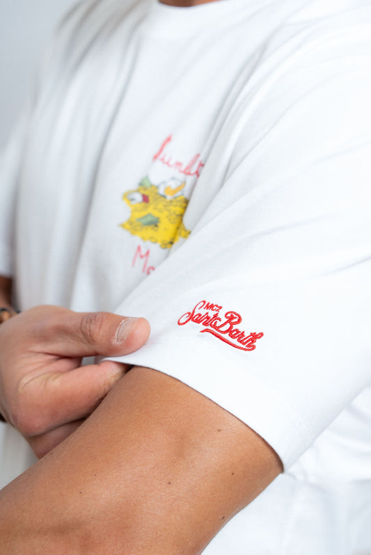 mc2 saint barth t-shirt bianca paperon de paperoni, dettaglio