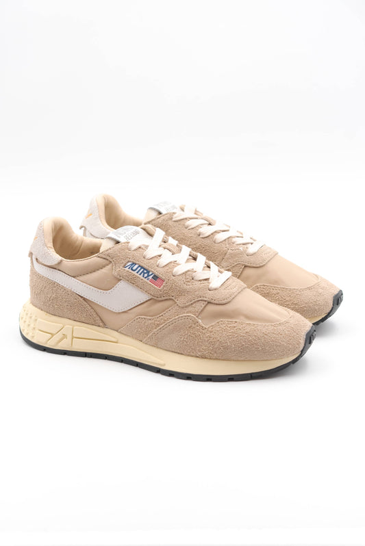 saldi autry sneakers uomo reelwing low in suede e nylon beige, lato2