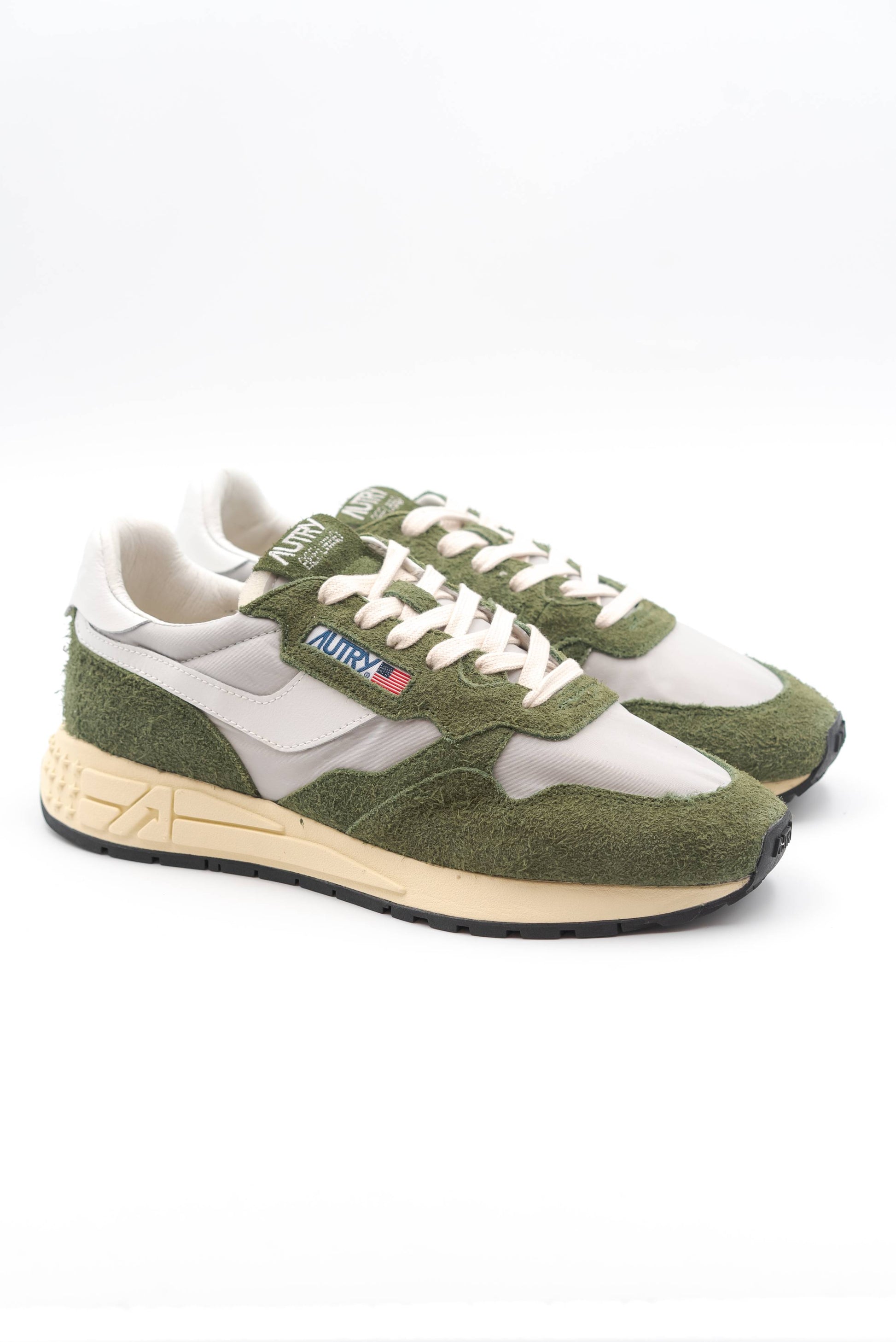 autry sneakers uomo reelwing low in suede verde e nylon grigio in saldo, lato2