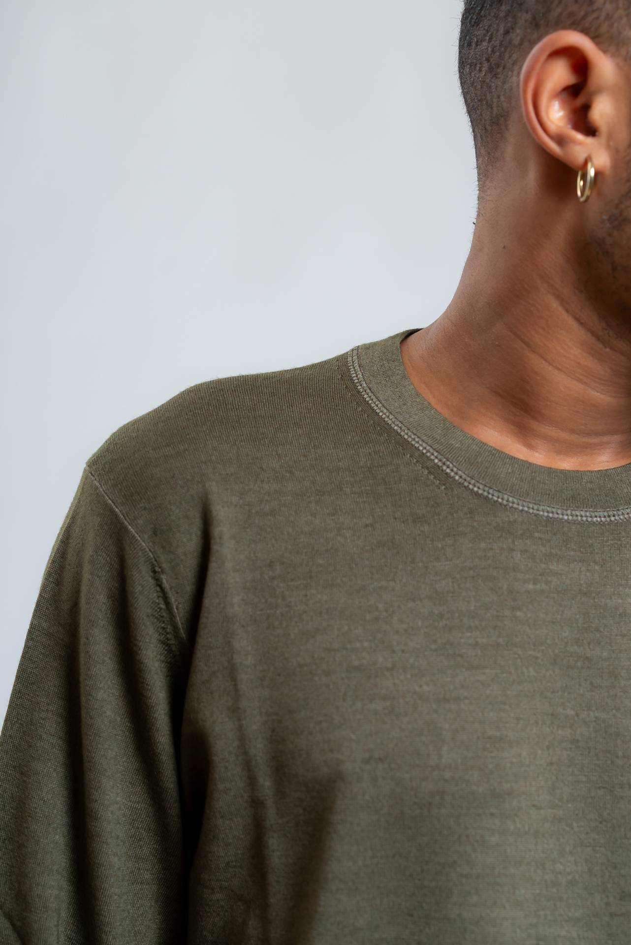 Cp Company Maglia verde a girocollo in lana merino, dettaglio 2