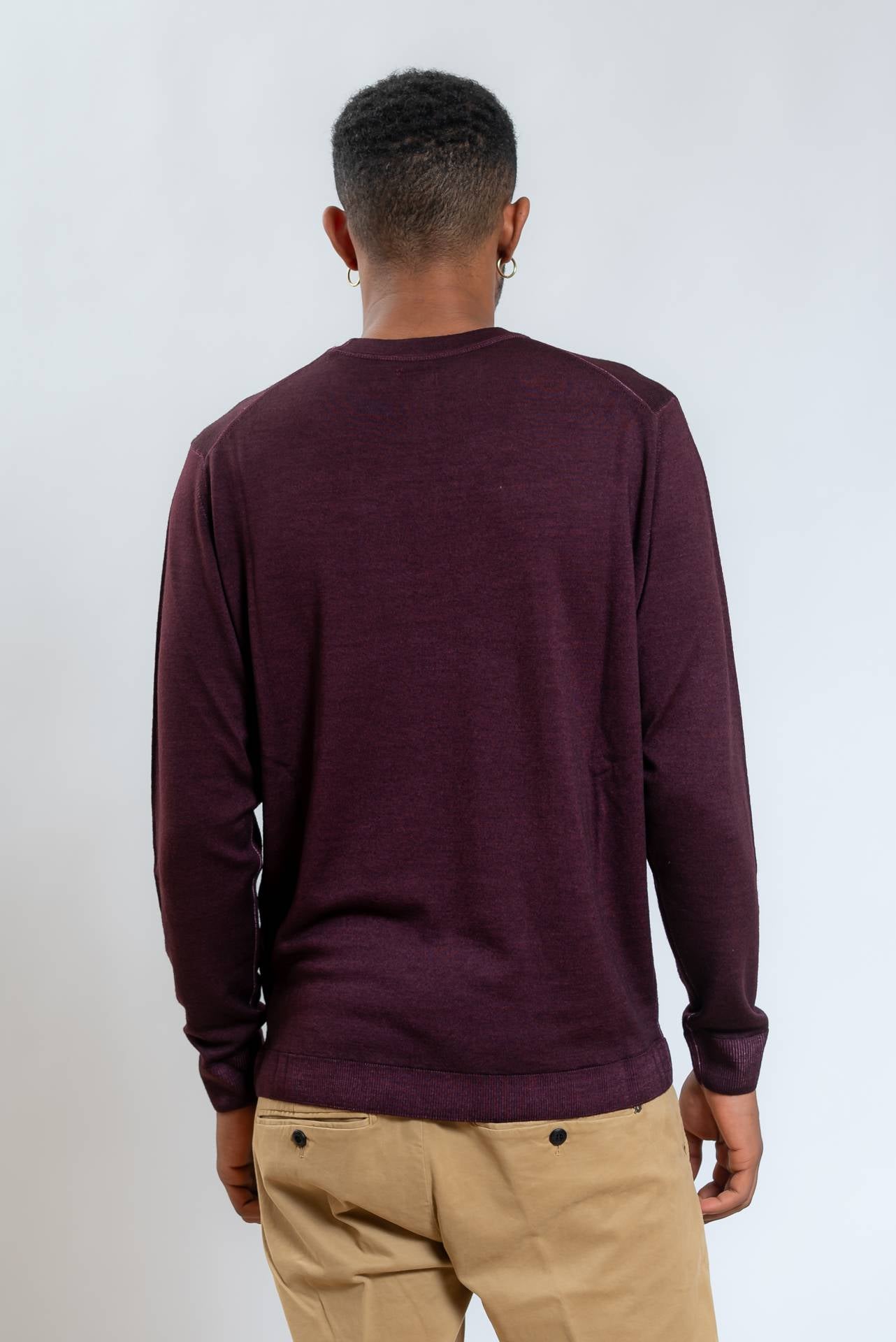cp company maglia bordeaux a girocollo in lana merino, retro