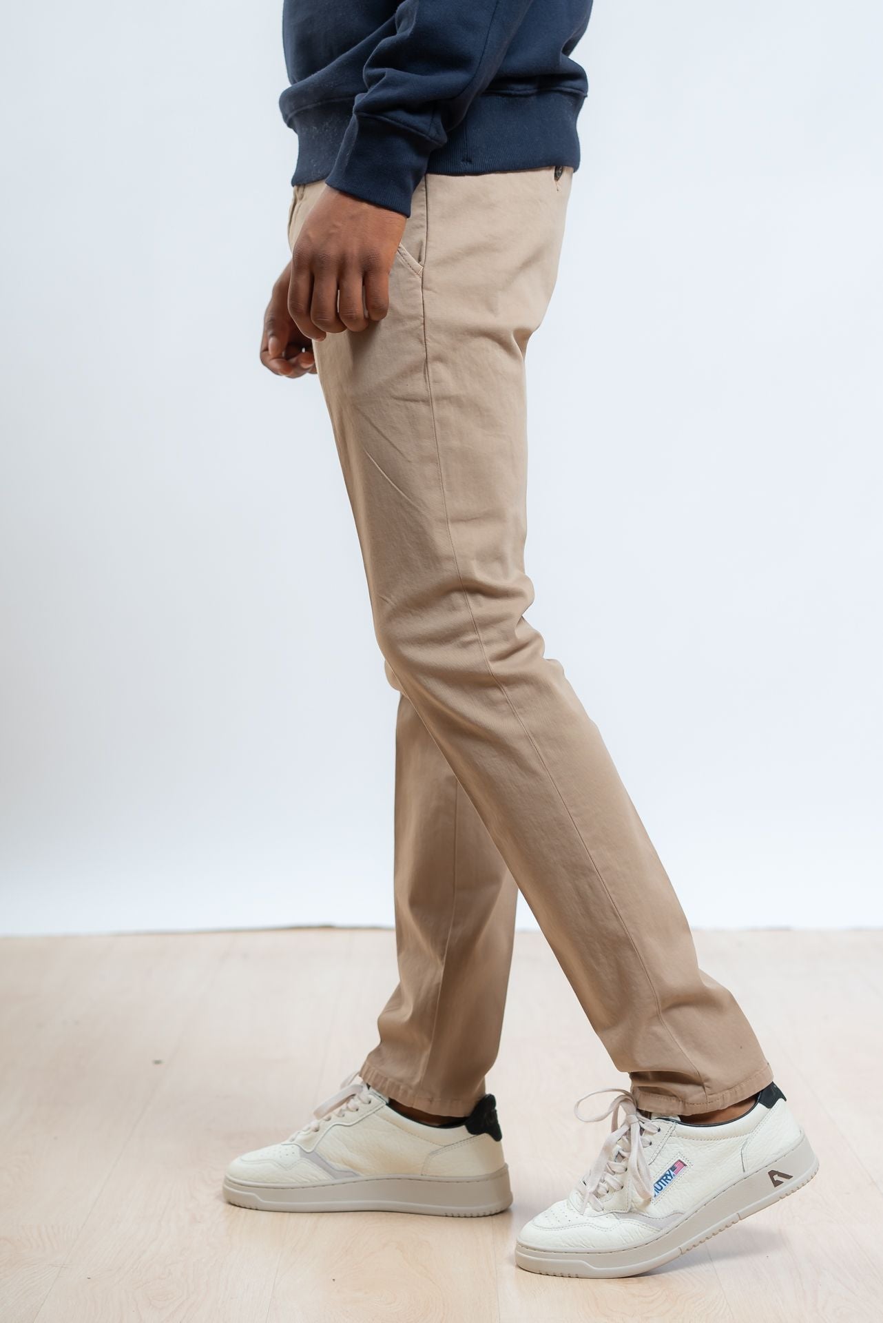 Roy roger's uomo Pantalone Chino New Rolf In Gabardina Beige, lato