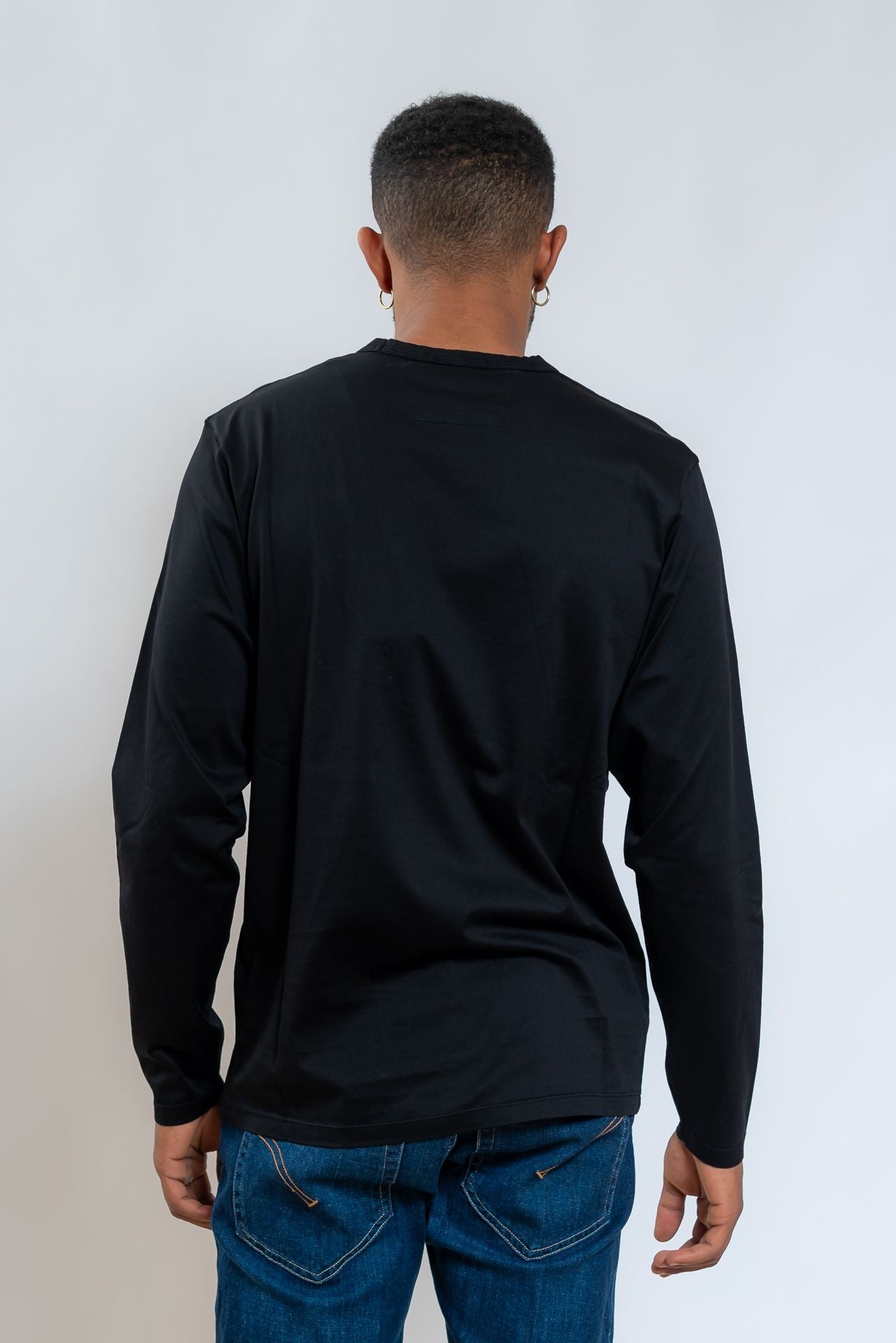 Cp company T-shirt a girocollo in jersey di cotone nero, retro