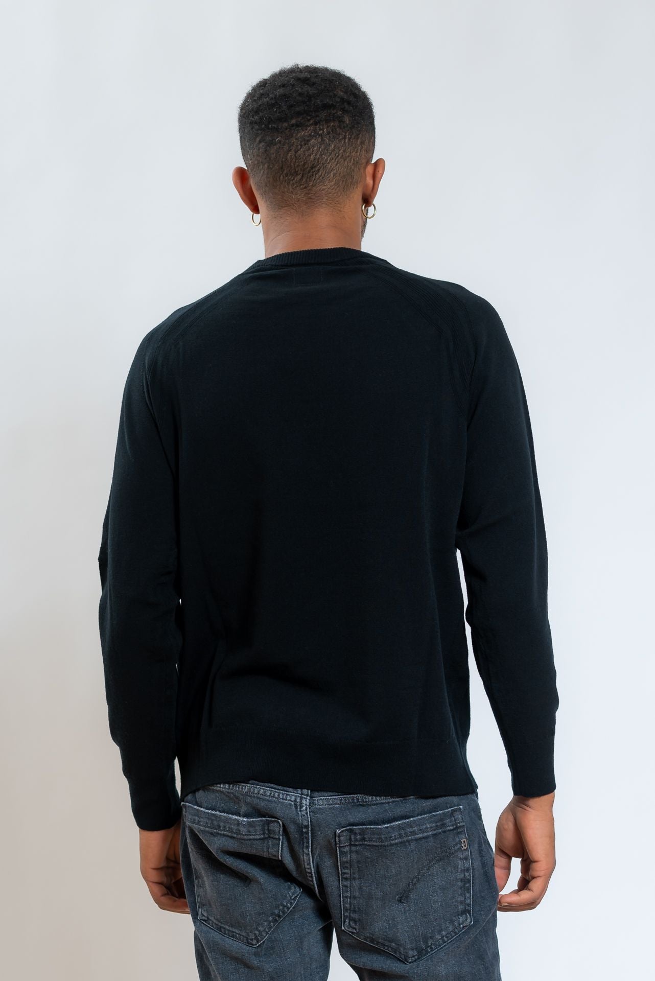 Cp Company Maglia A Girocollo Stitched in Lana Nera, retro