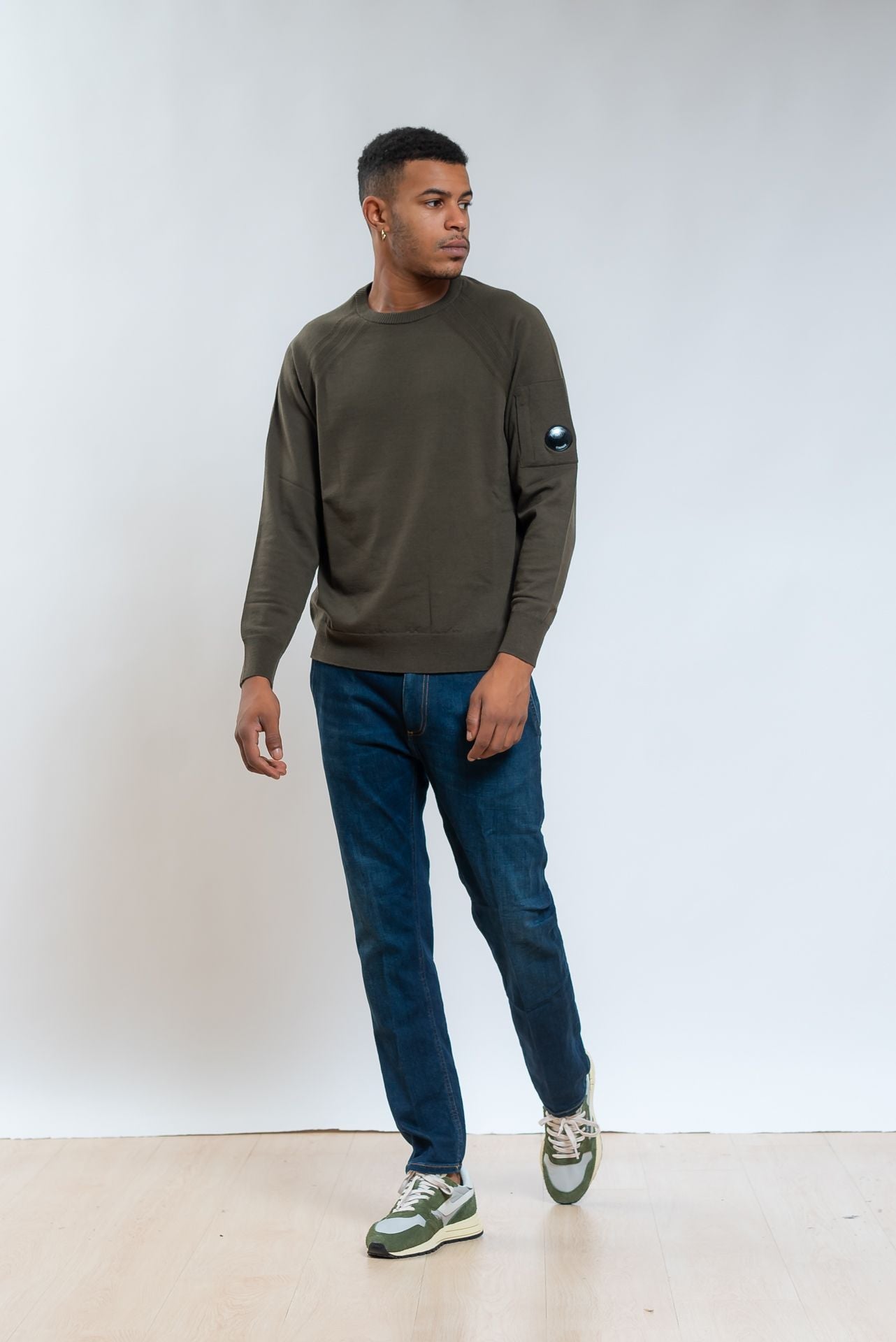 Cp Company Maglia A Girocollo Stitched in Lana verde, intero