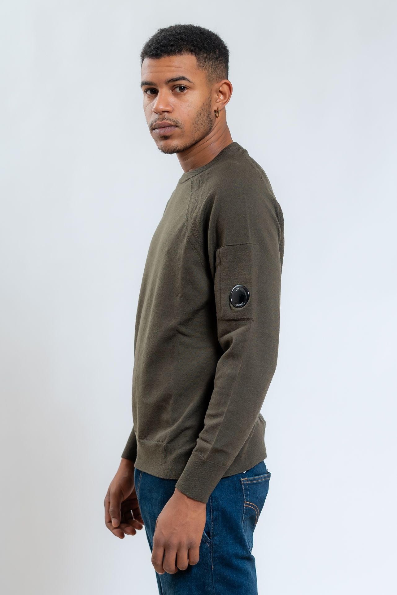 Cp Company Maglia A Girocollo Stitched in Lana verde, lato