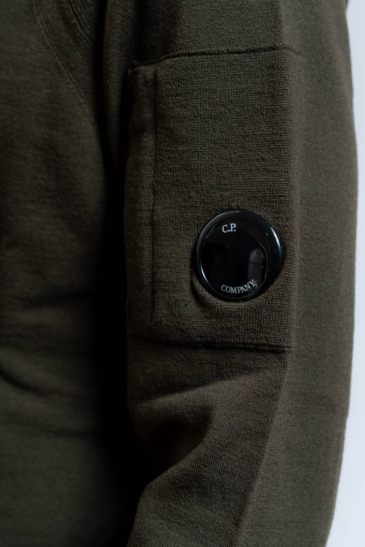 Cp Company Maglia A Girocollo Stitched in Lana verde, dettaglio