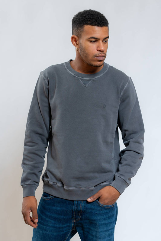 dondup uomo Felpa A Girocollo in Cotone con Logo Grigio, fronte