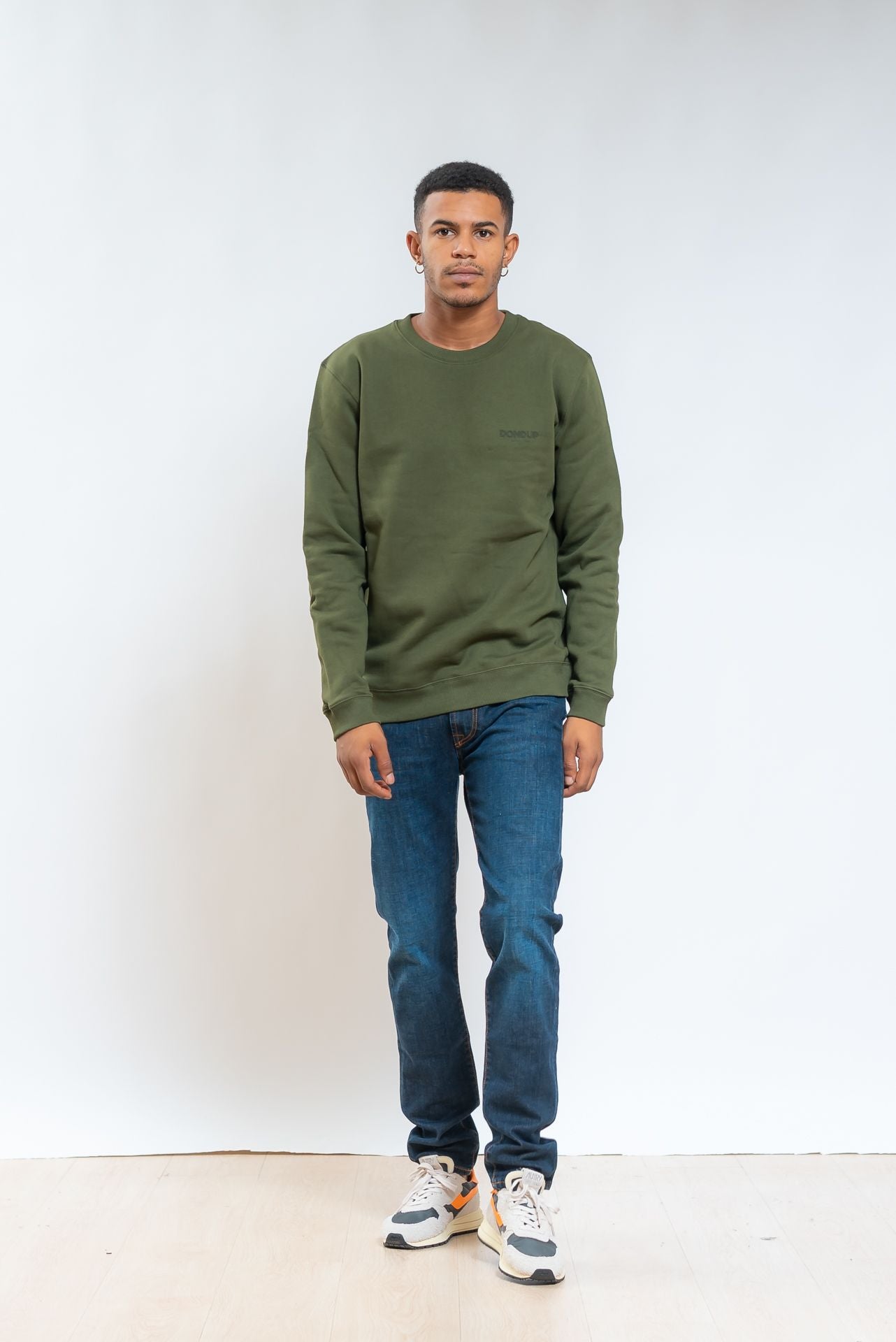 dondup uomo Felpa Verde In Cotone Con Logo, intero