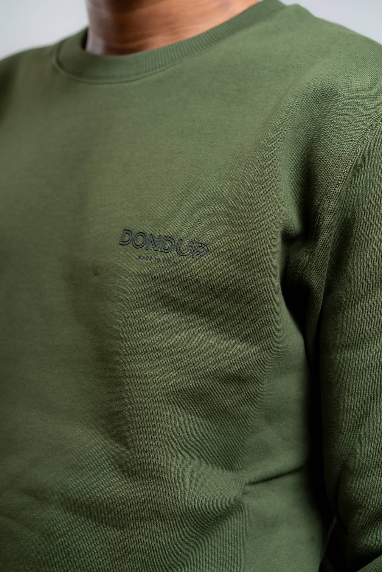 dondup uomo Felpa Verde In Cotone Con Logo, dettaglio