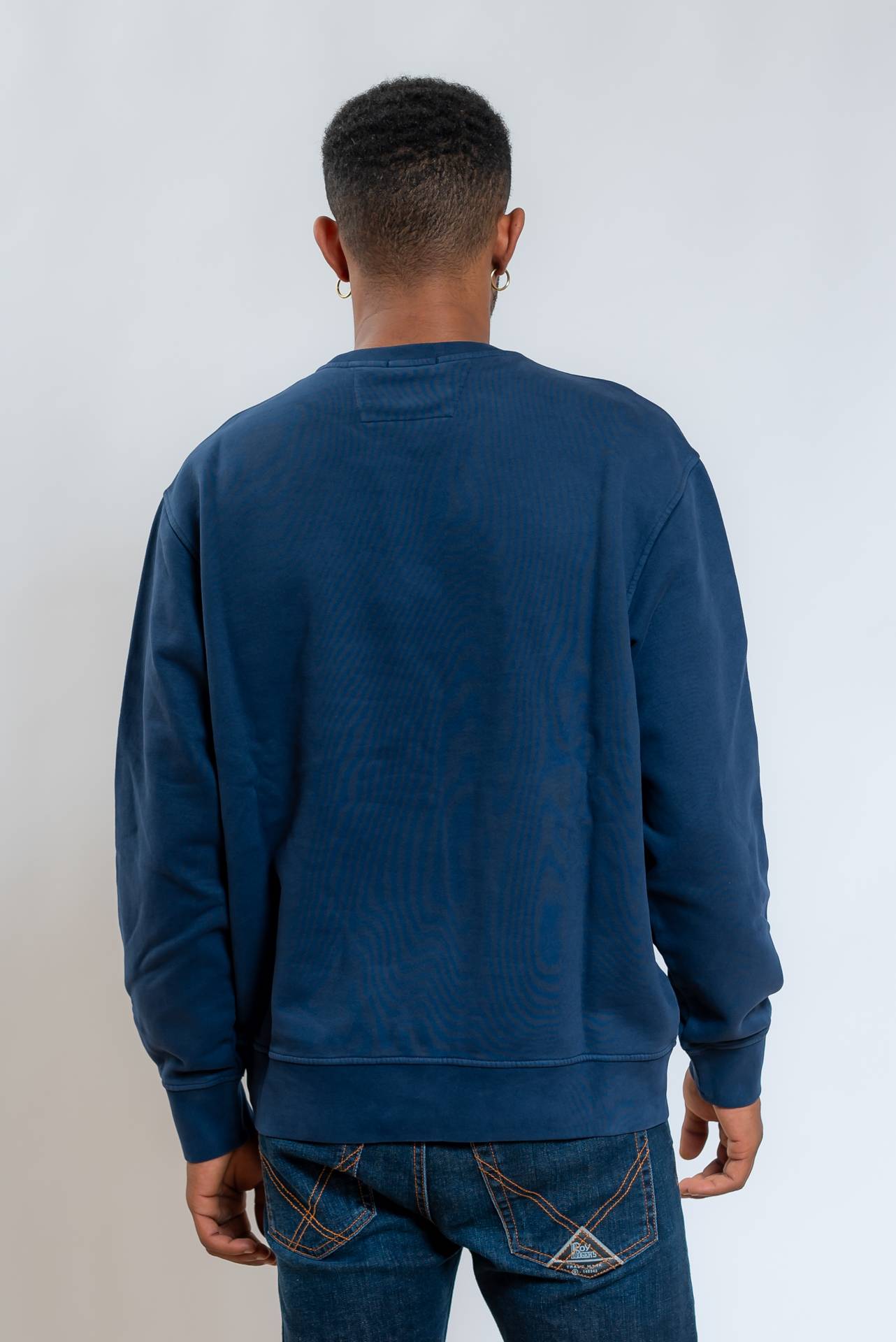 cp company uomo Felpa Brushed Emerized in Cotone Blu, retro