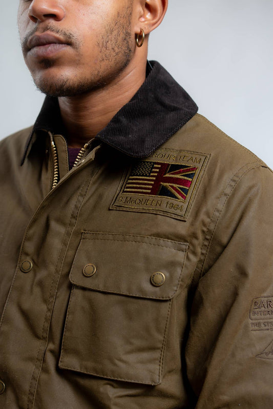 barbour Giubbino Worker Wax Marrone, dettaglio
