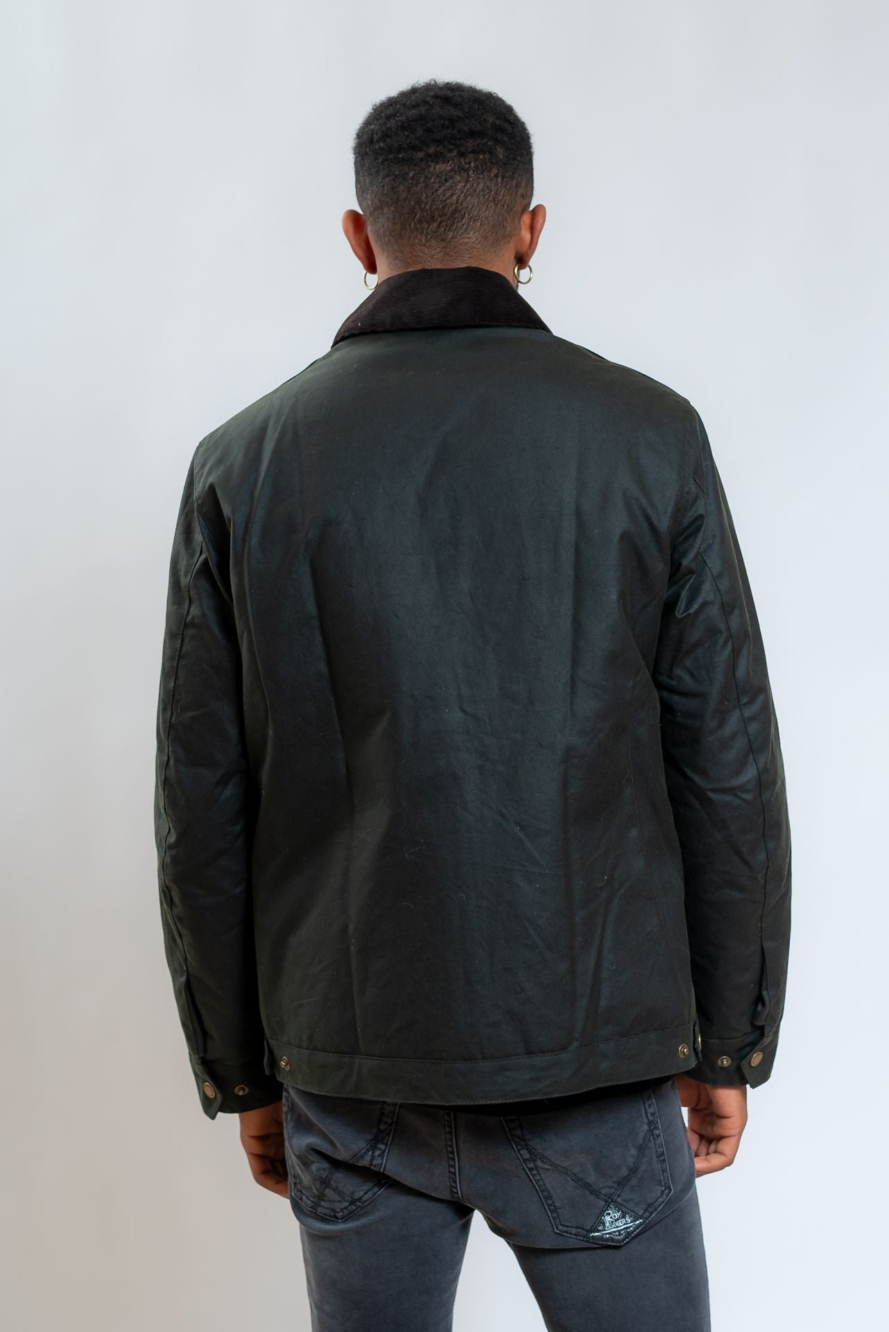 barbour Giubbino Worker Wax Verde, retro