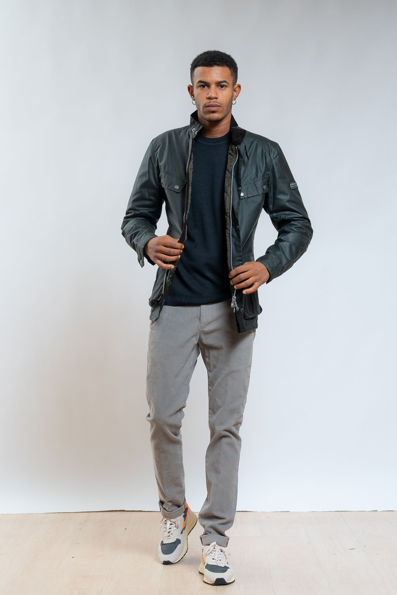 barbour Giubbino Duke Wax Verde, intero