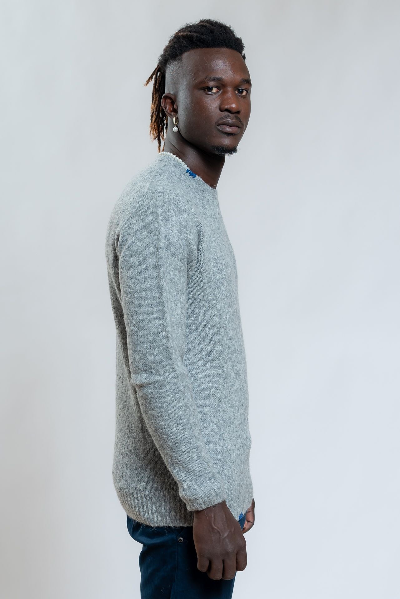 Bob Company Maglione Will a Girocollo In lana Grigia, lato