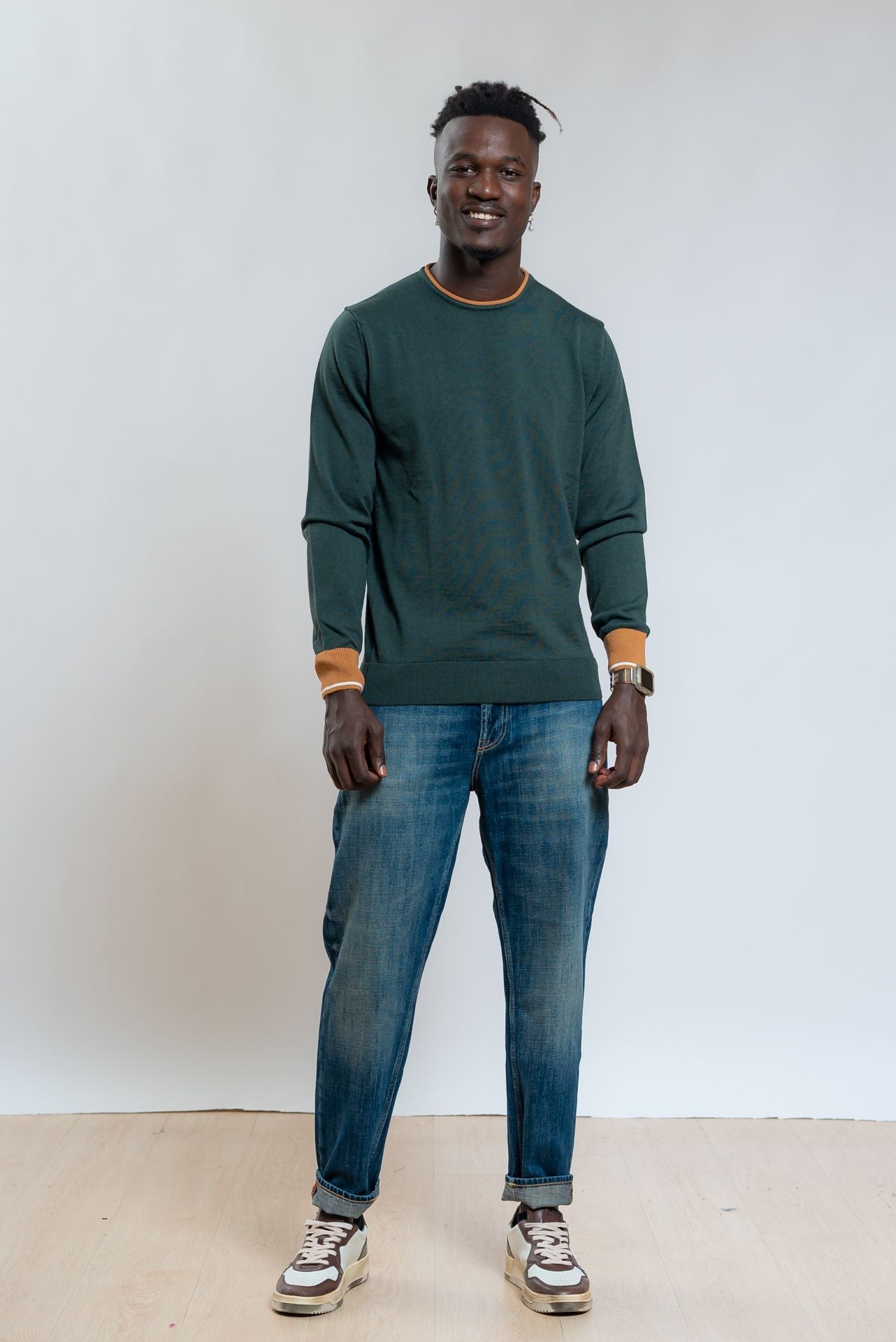 bob company Maglia Lucas/N a Girocollo In lana Verde, intero