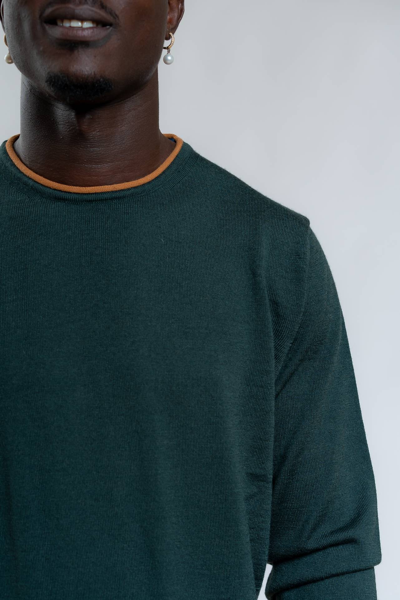 bob company Maglia Lucas/N a Girocollo In lana Verde, dettaglio