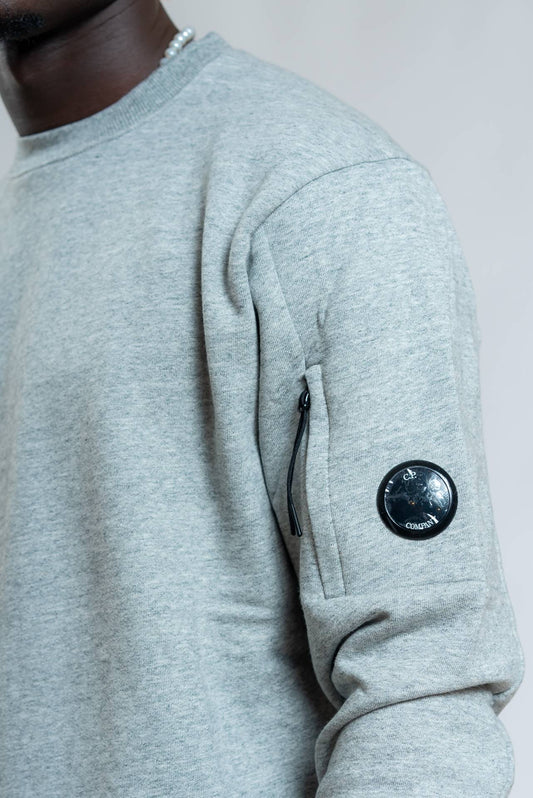 Cp Company Felpa Grigia a Girocollo Diagonal Raised, dettaglio