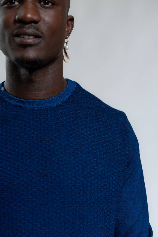 Bob Company Maglia Dunkirk Blu in Lana, dettaglio