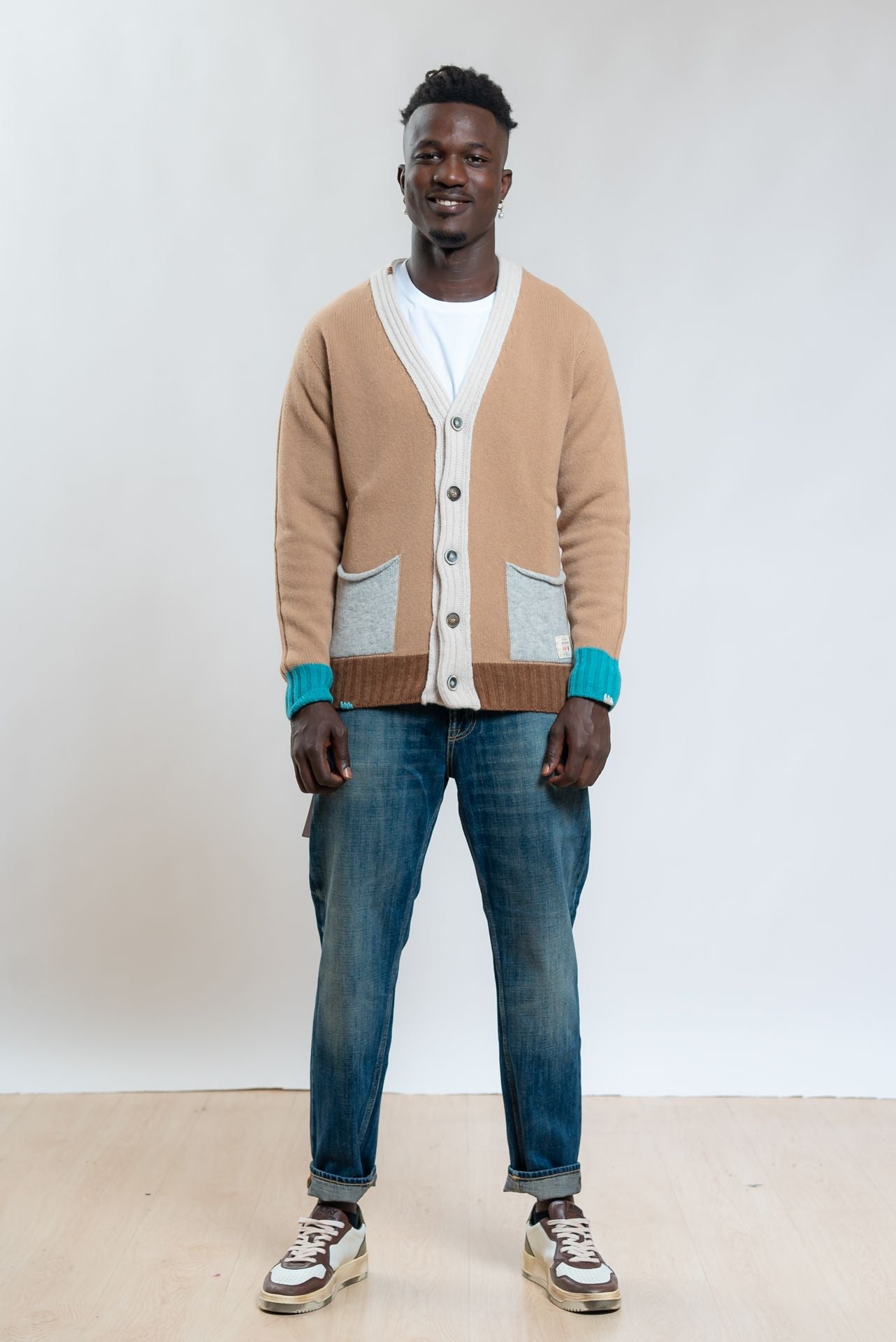 Bob Company  Cardigan Cork Beige In Lana, intero