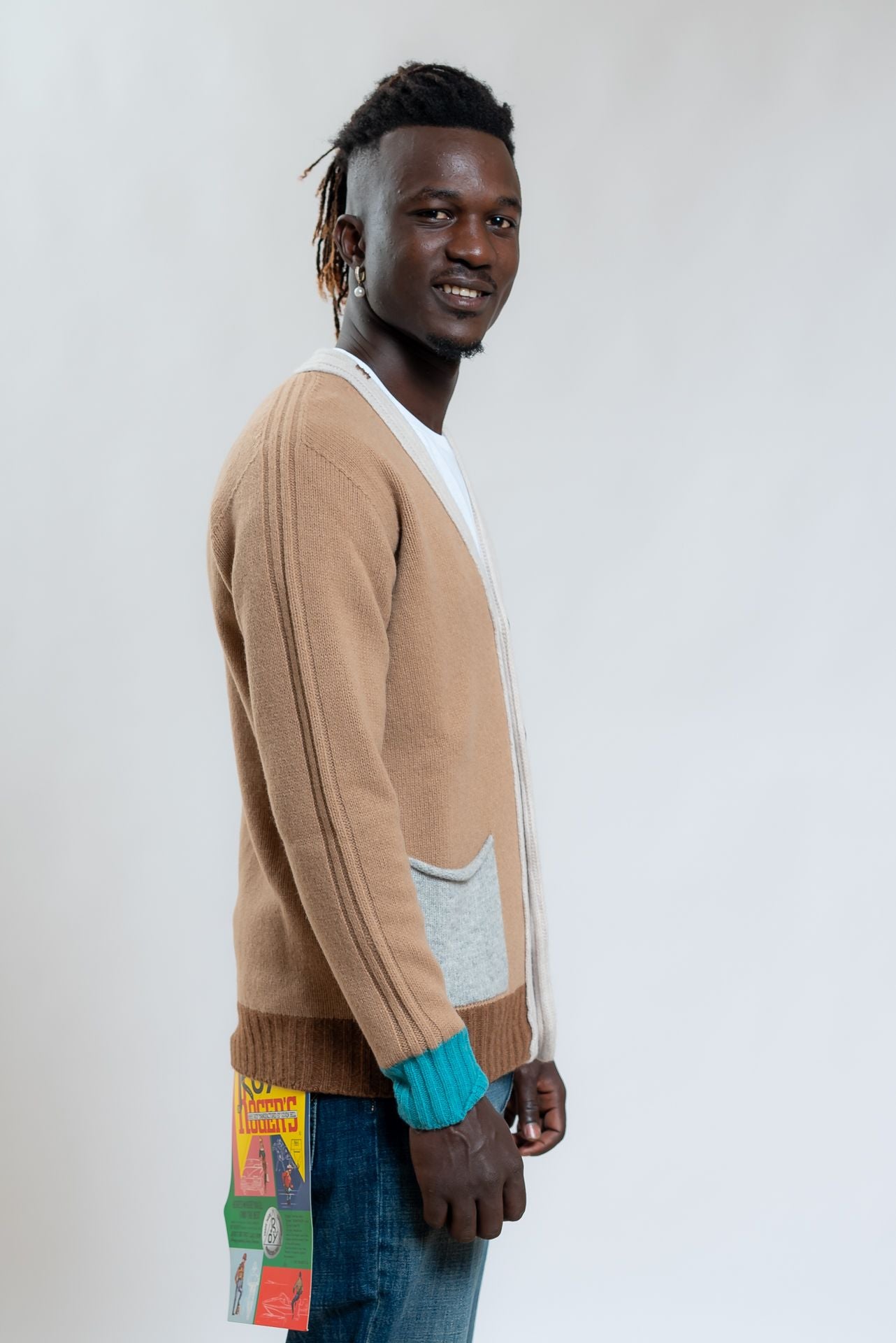 Bob Company  Cardigan Cork Beige In Lana, lato