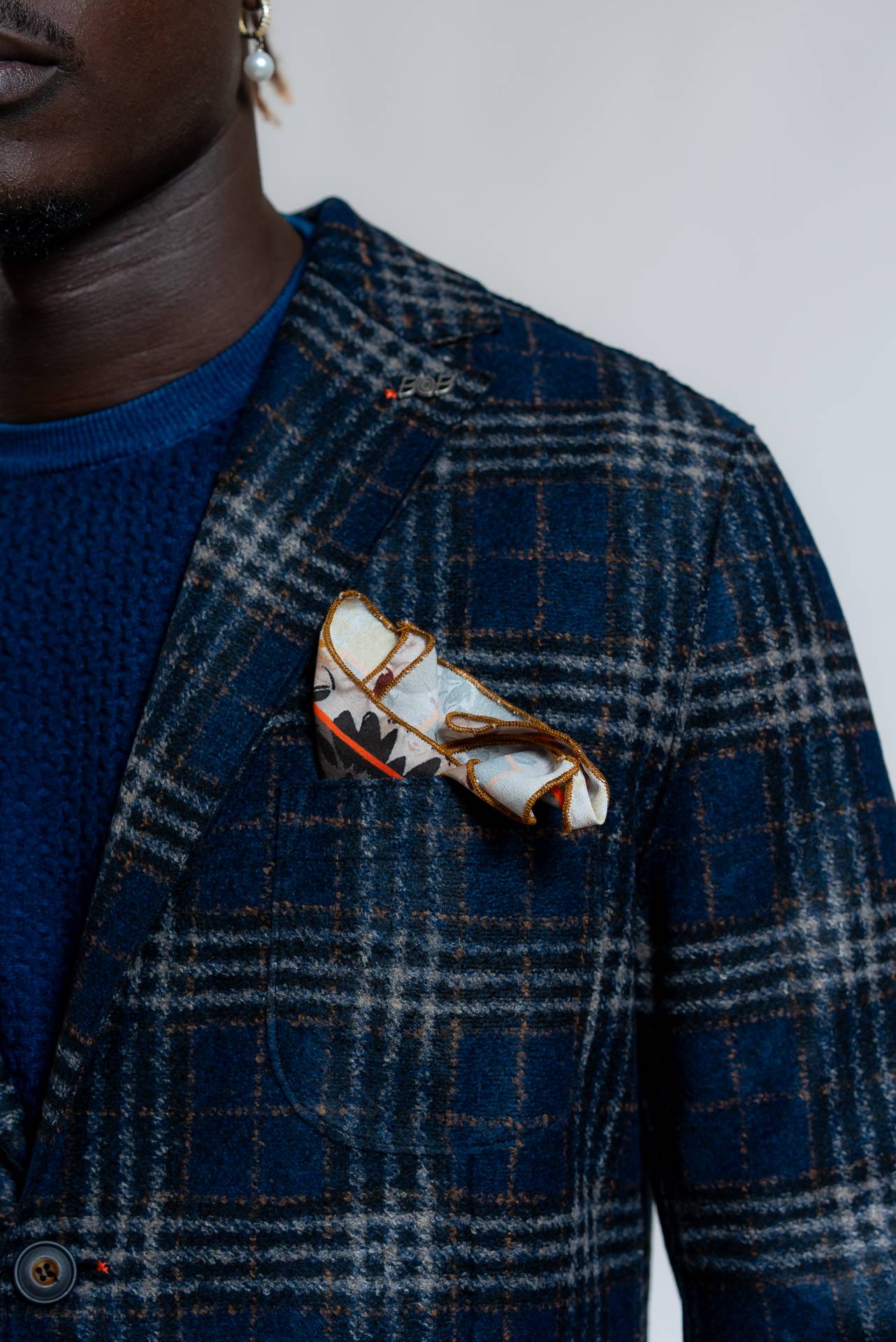 Bob Company Giacca Harlow Check Monopetto Blu, dettaglio