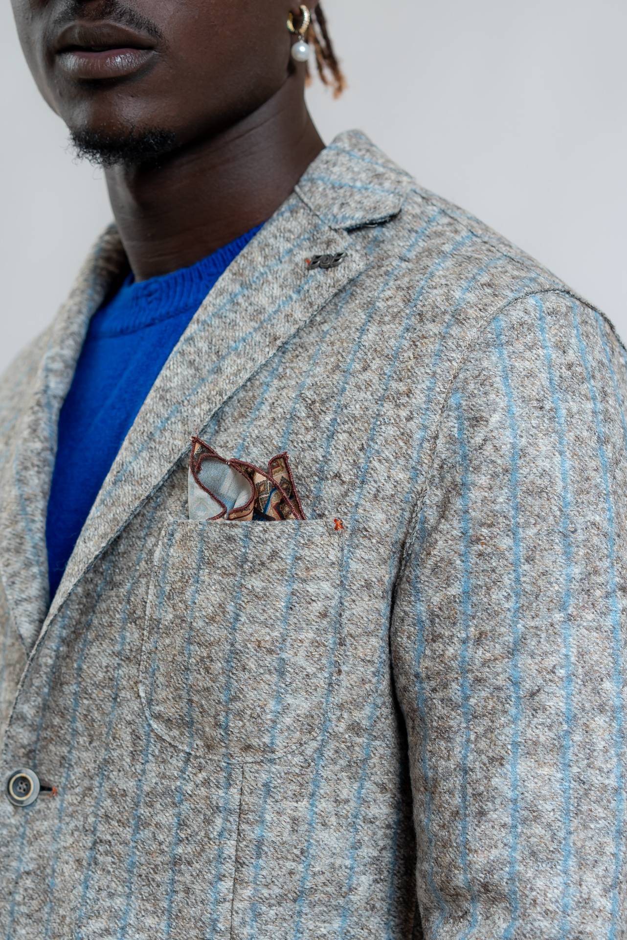 bob company giacca harlow gessata monopetto grigia, dettaglio