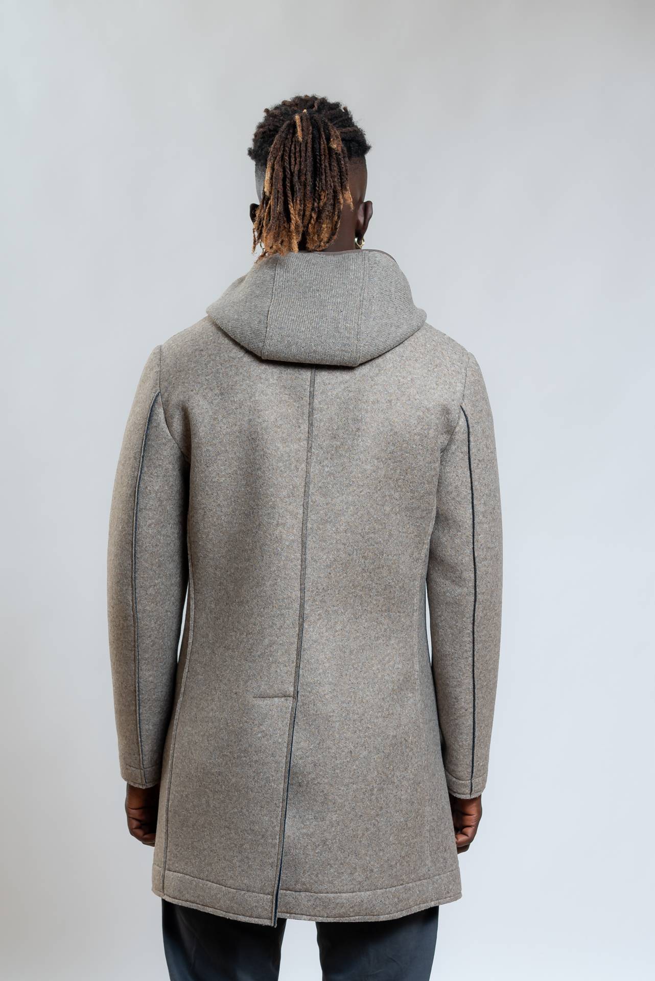 Bob Company Cappotto Andy in Neoprene beige con Cappuccio, retro