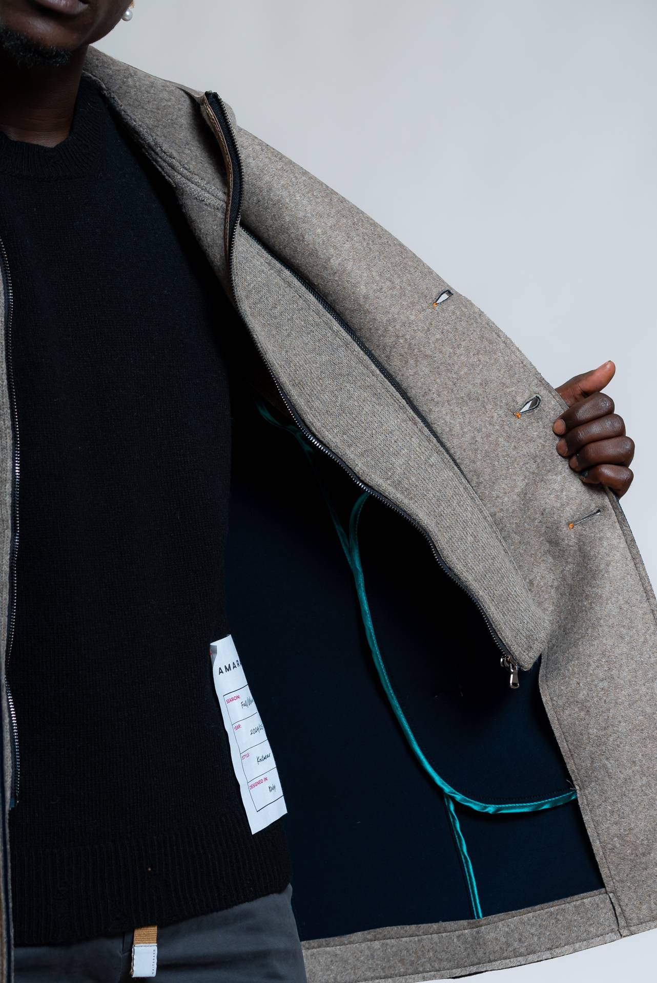 Bob Company Cappotto Andy in Neoprene beige con Cappuccio, dettaglio1