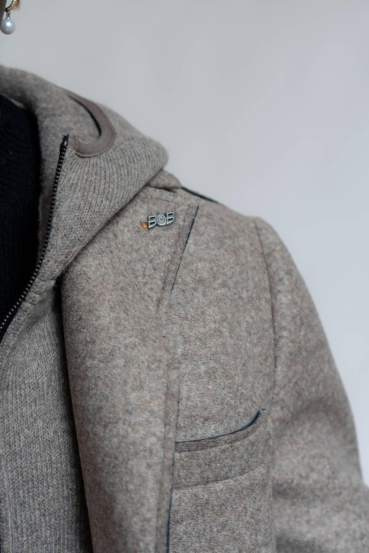 Bob Company Cappotto Andy in Neoprene beige con Cappuccio, dettaglio2