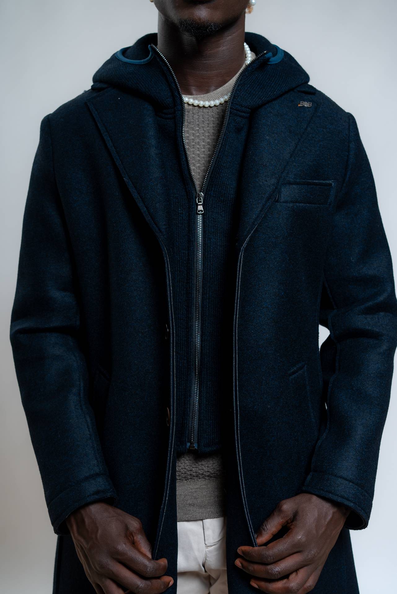 Bob Company Cappotto Andy in Neoprene Blu con Cappuccio, dettaglio1