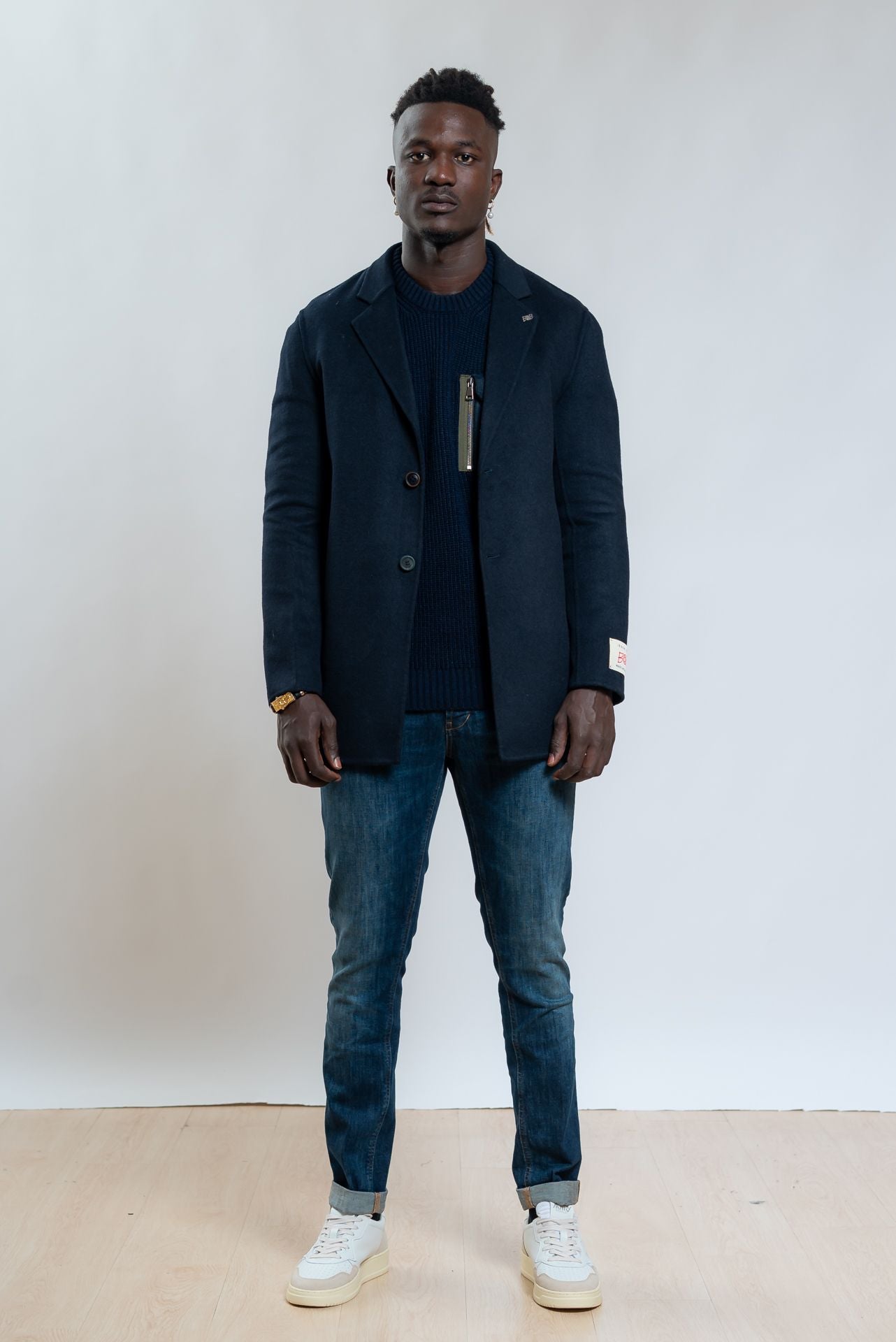 Bob Company Cappotto Bron in Misto Lana Blu, intero