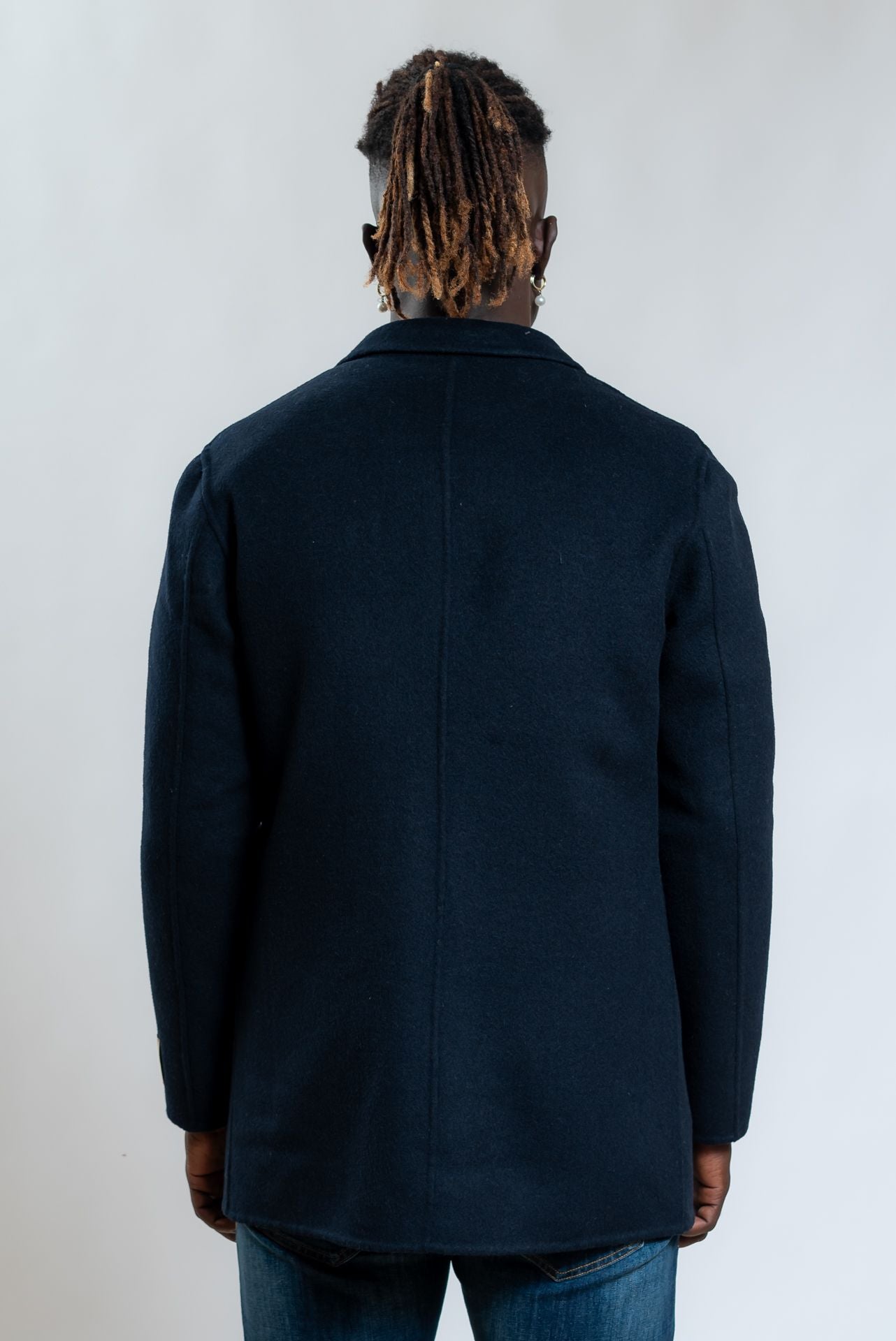 Bob Company Cappotto Bron in Misto Lana Blu, retro