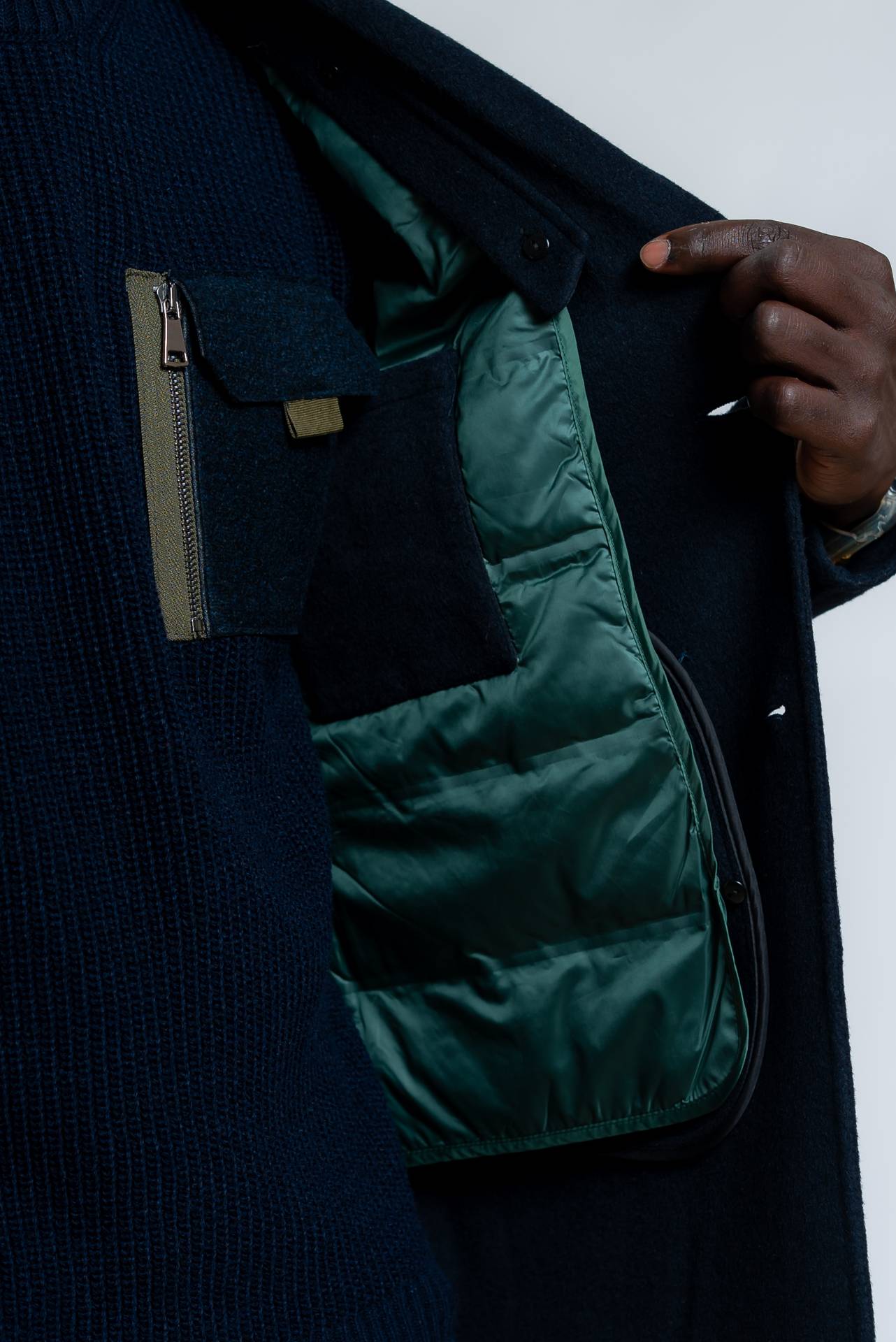 Bob Company Cappotto Bron in Misto Lana Blu, dettaglio1