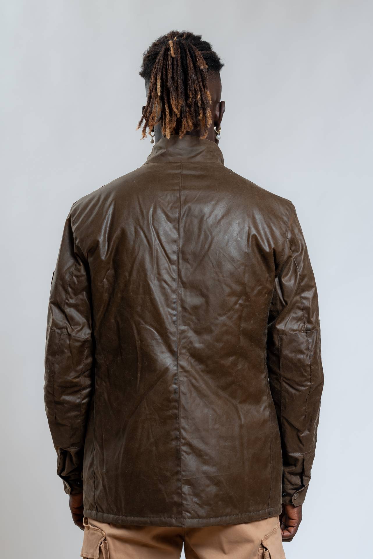 Barbour International Giacca Duke Marrone Cerata, retro