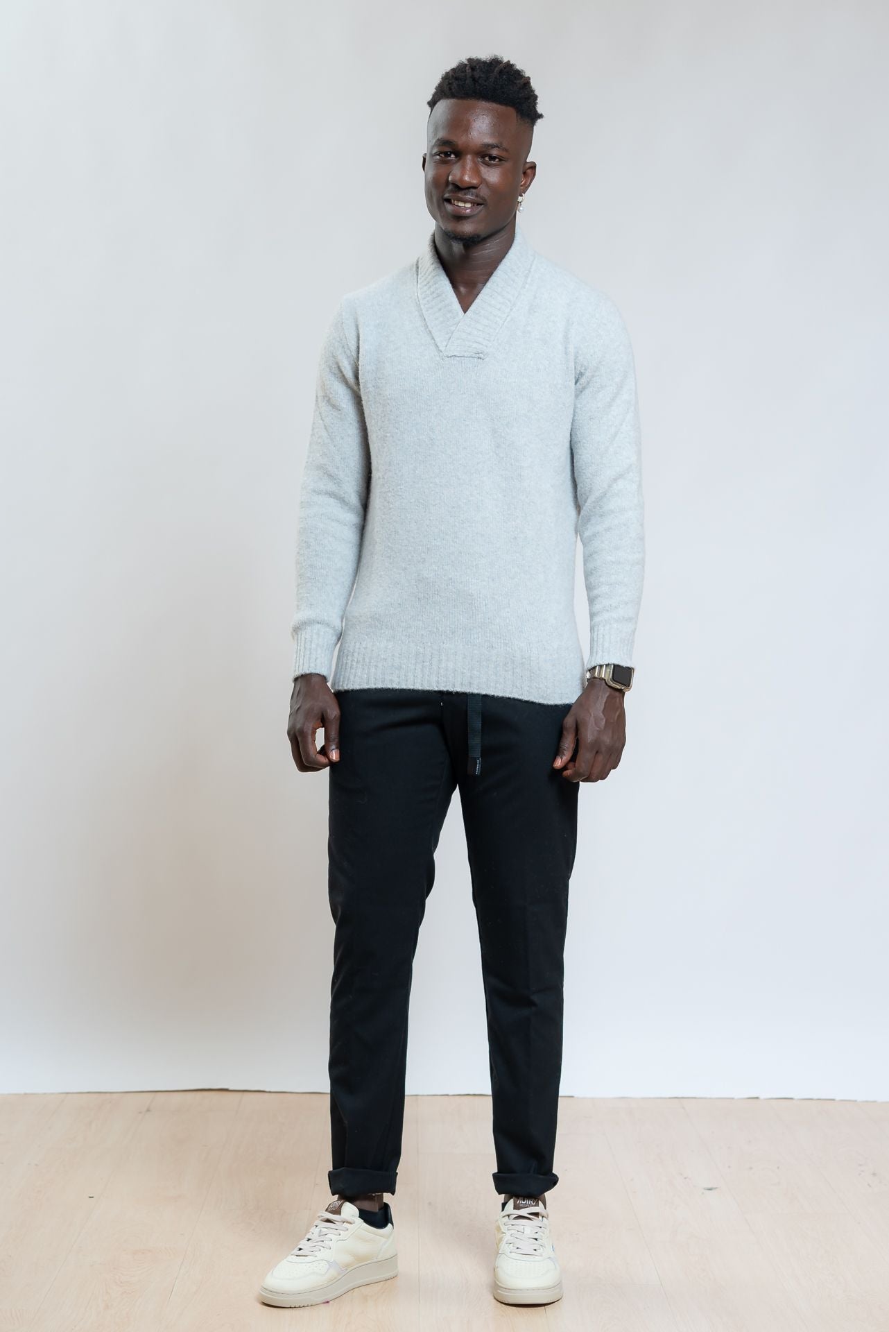 Pantalone Robert Nero Effetto Lana